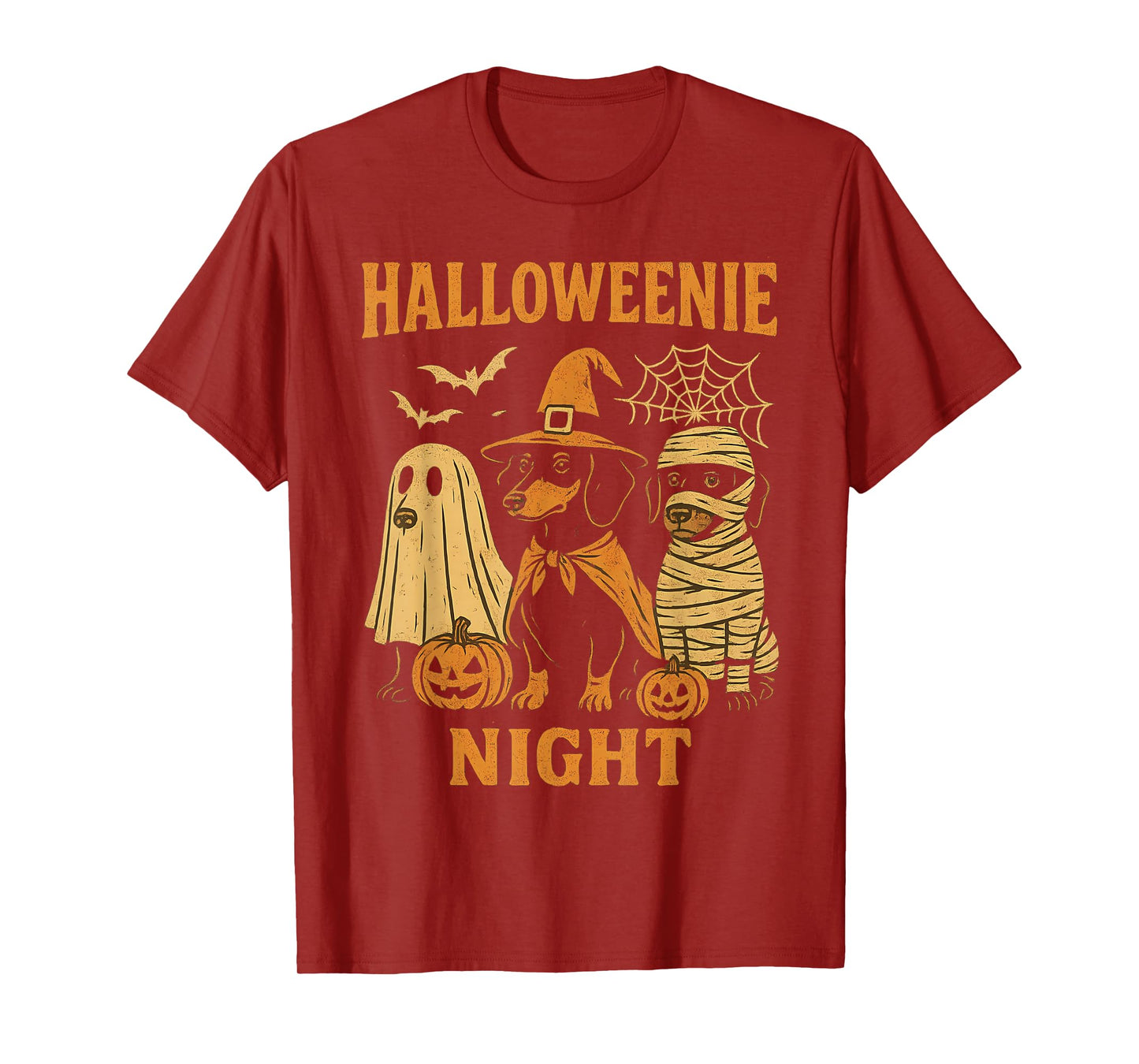 Halloweenie Dachshund Ghost Witch Mummy Funny Halloween Dog T-Shirt