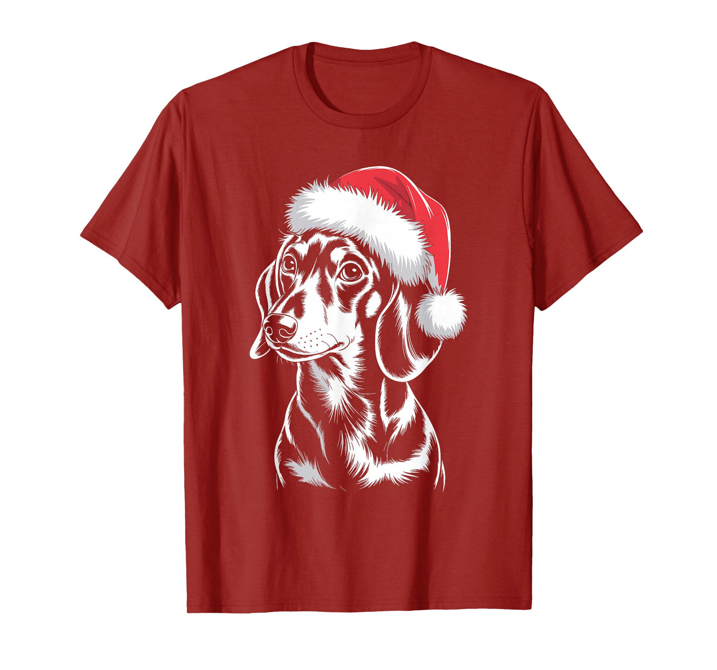 Funny Dachshund Santa Hat Christmas Dog Lover Xmas T-Shirt