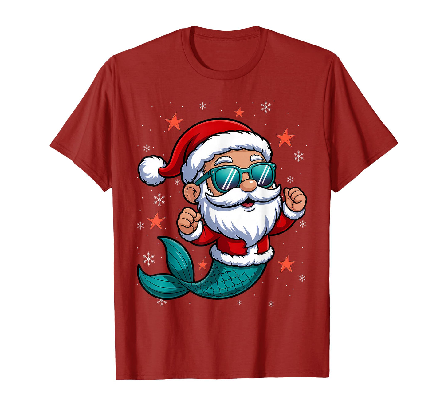 Funny Mermaid Santa Christmas Holiday T-Shirt