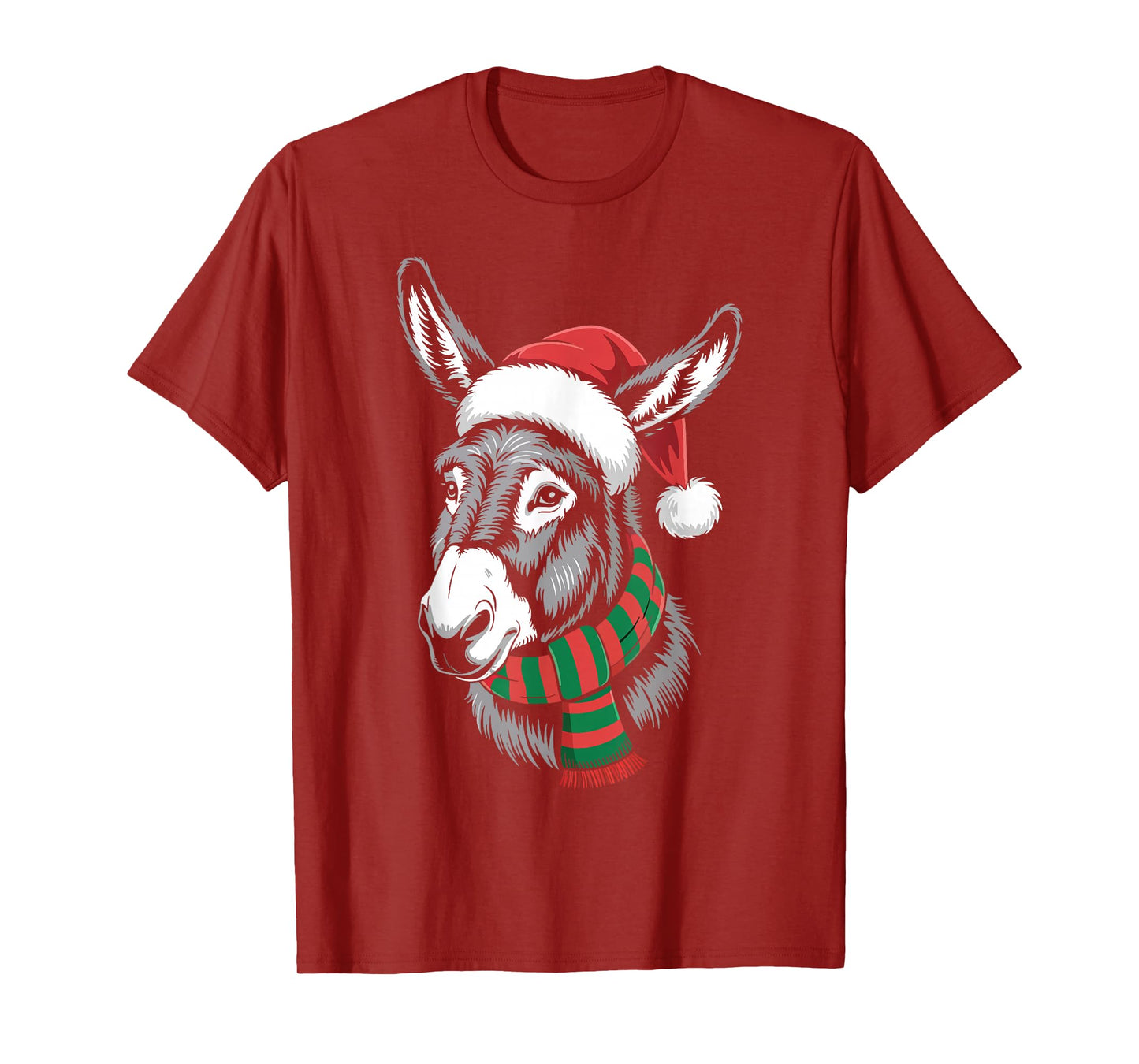 Donkey Xmas Santa Hat Scarf Christmas Costume T-Shirt