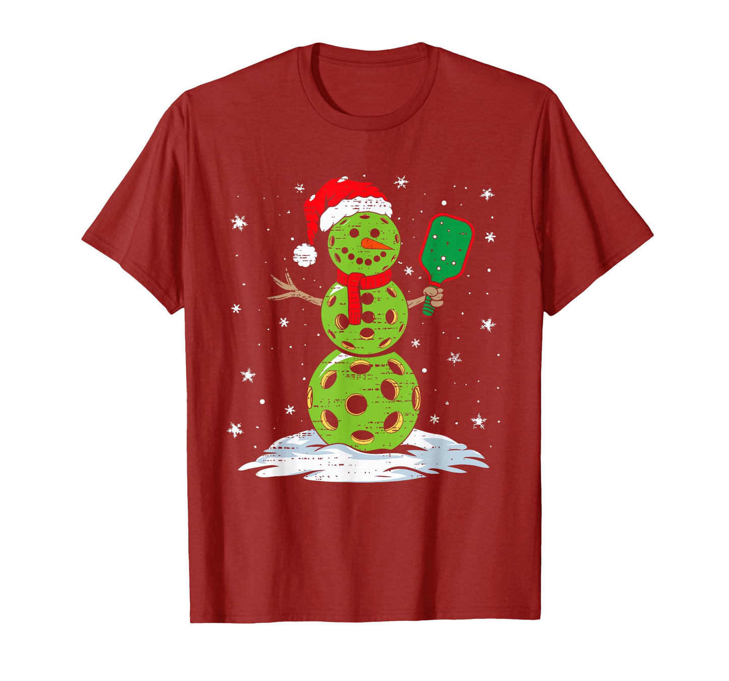 Christmas Pickleball Snowman Xmas Santa Hat Mens Womens Kids T-Shirt