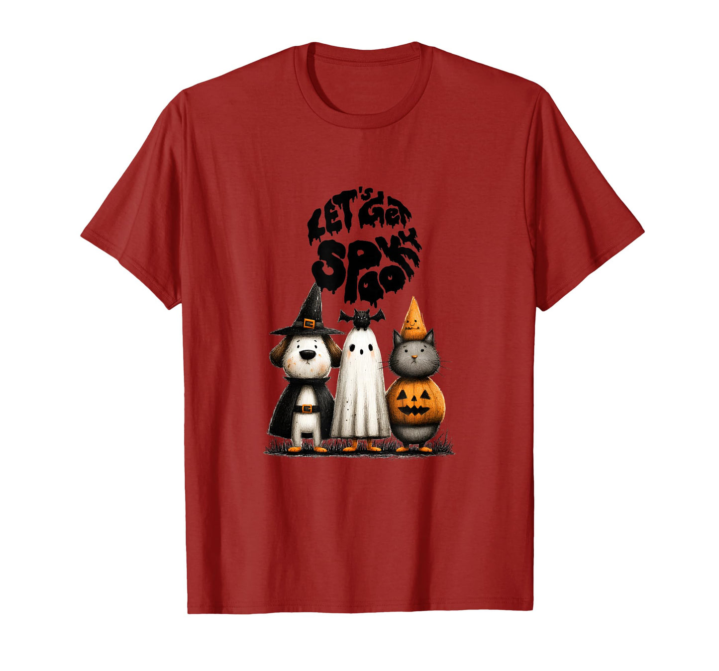 Whimsical Halloween Cat and Dog in Costume Design T-Shirt