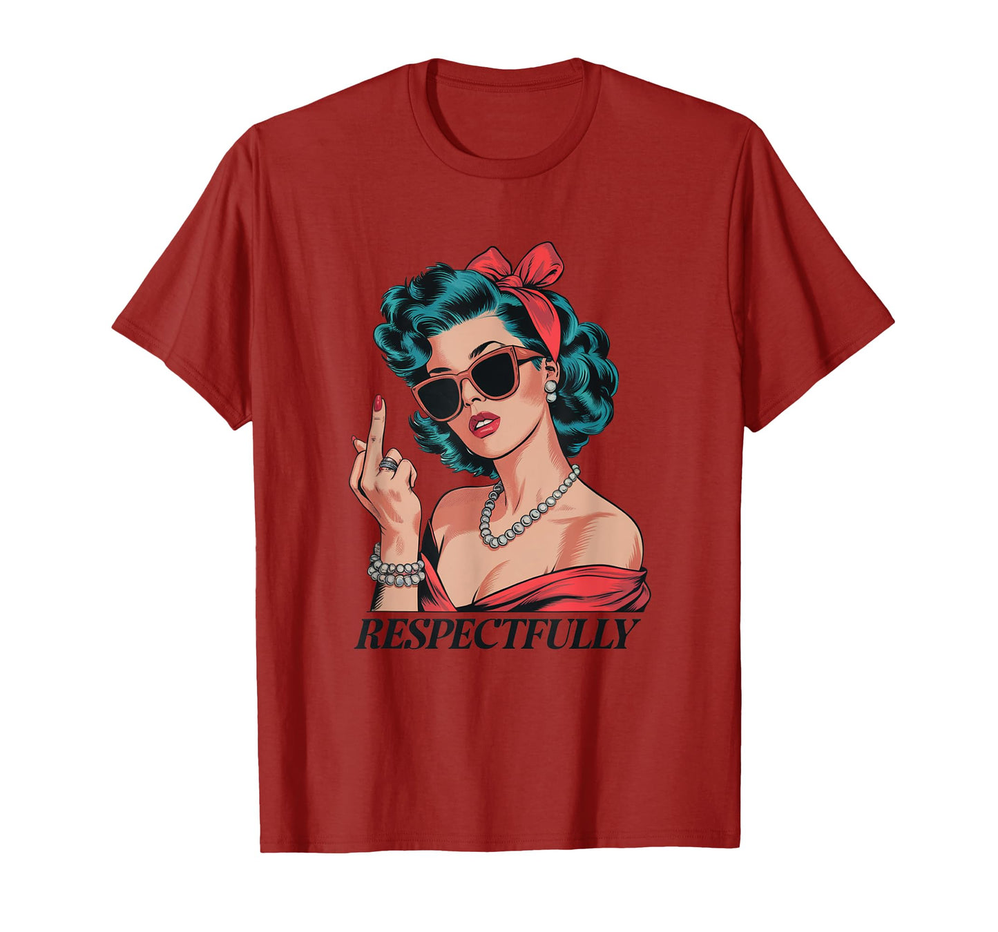 Pinup Girl Saying No Retro Sass Funny Attitude Design T-Shirt