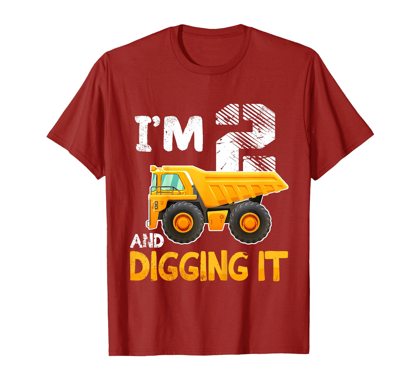 Kids Two 2yr 2nd Birthday Boy Construction Truck 2 Years Old Boys T-Shirt