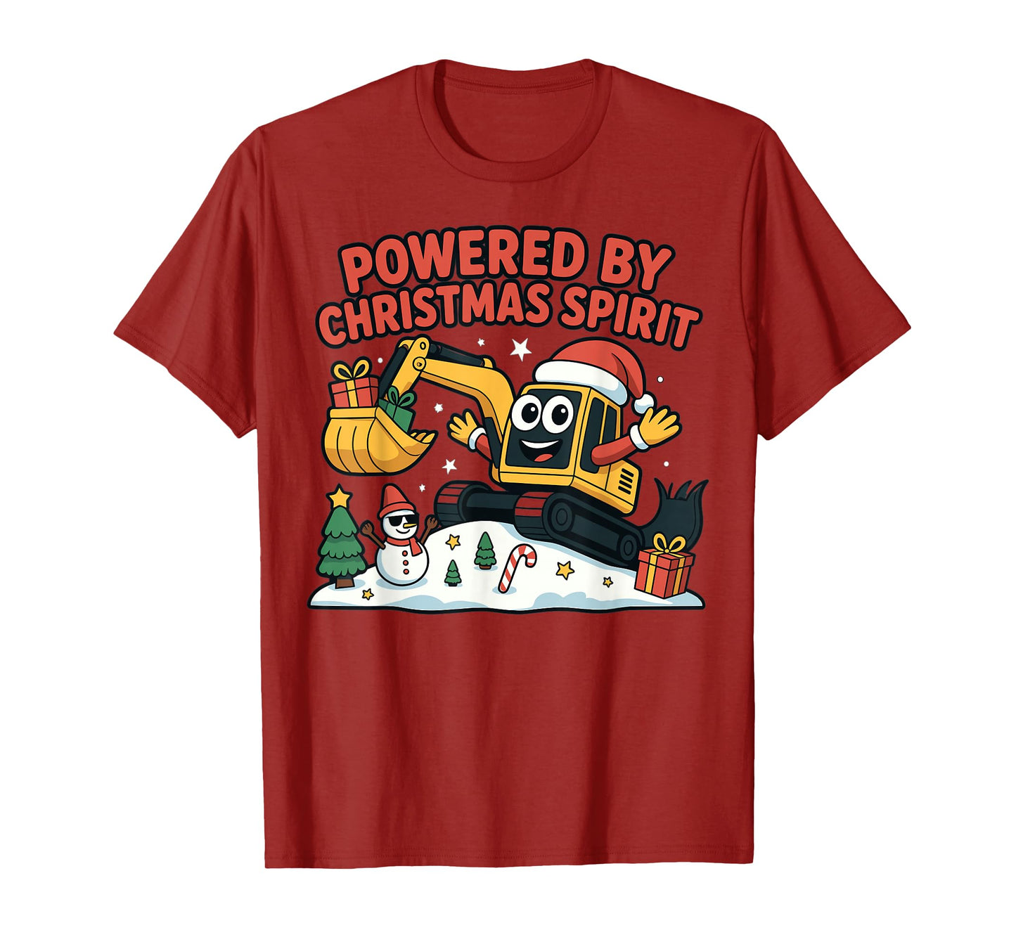 Christmas Spirit Excavator Cartoon Holiday Design T-Shirt