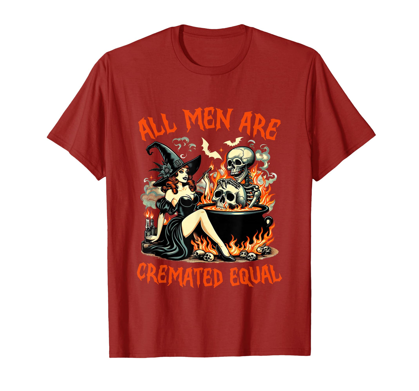 Funny Witch All Men are Cremated Equal Feminist Halloween T-Shirt