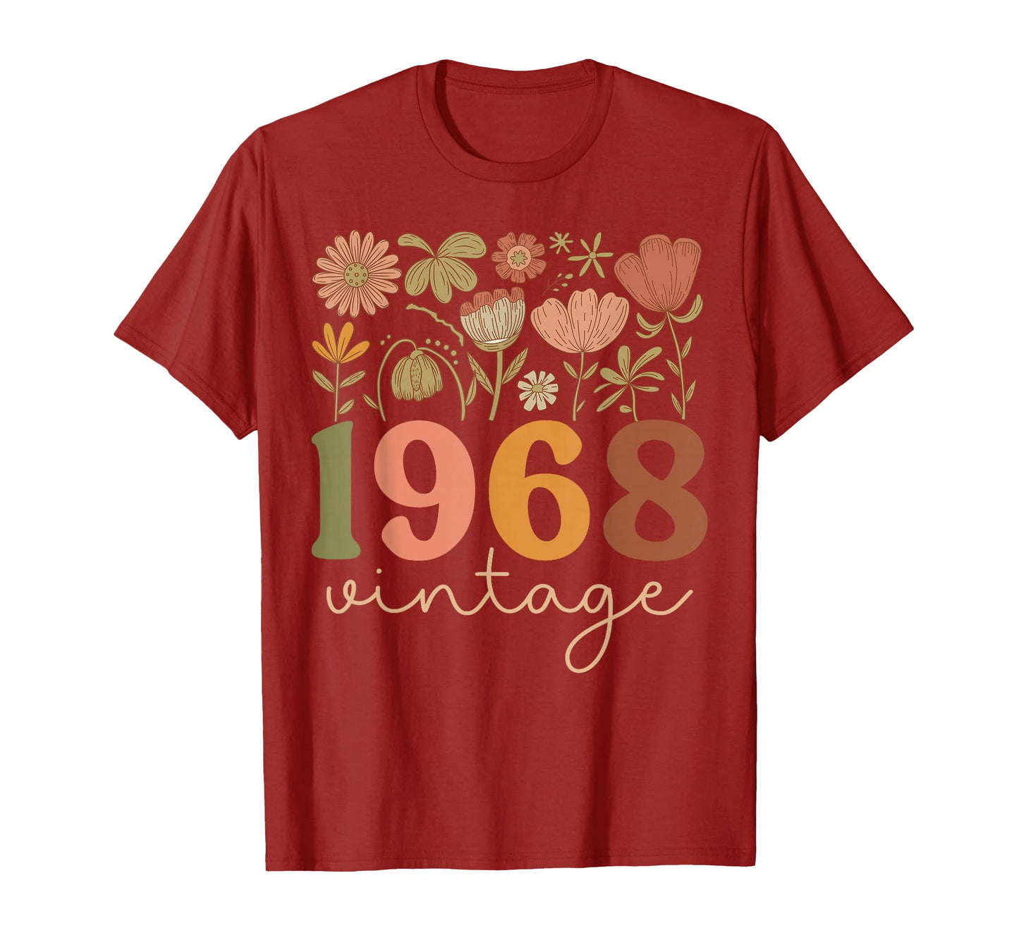1968 Vintage Wildflower Floral It's My Birthday Women Girls T-Shirt