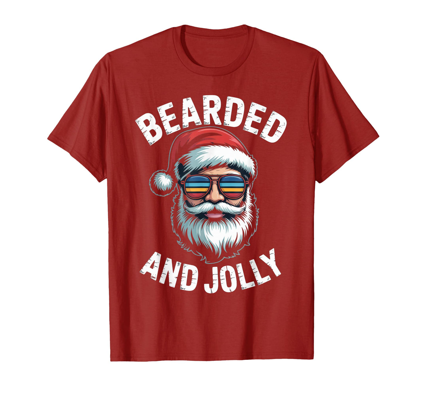 Bearded and Jolly Funny Santa Beard Christmas Outfit T-Shirt