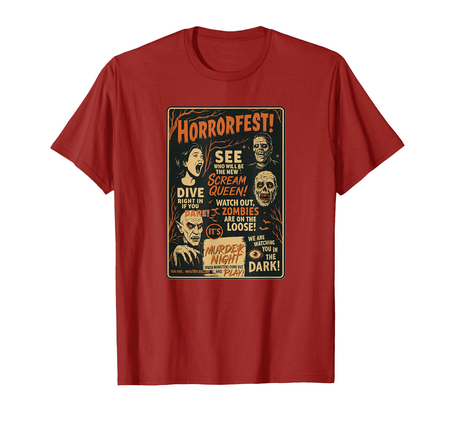 Vintage HorrorFest Poster Style Halloween Graphic T-Shirt