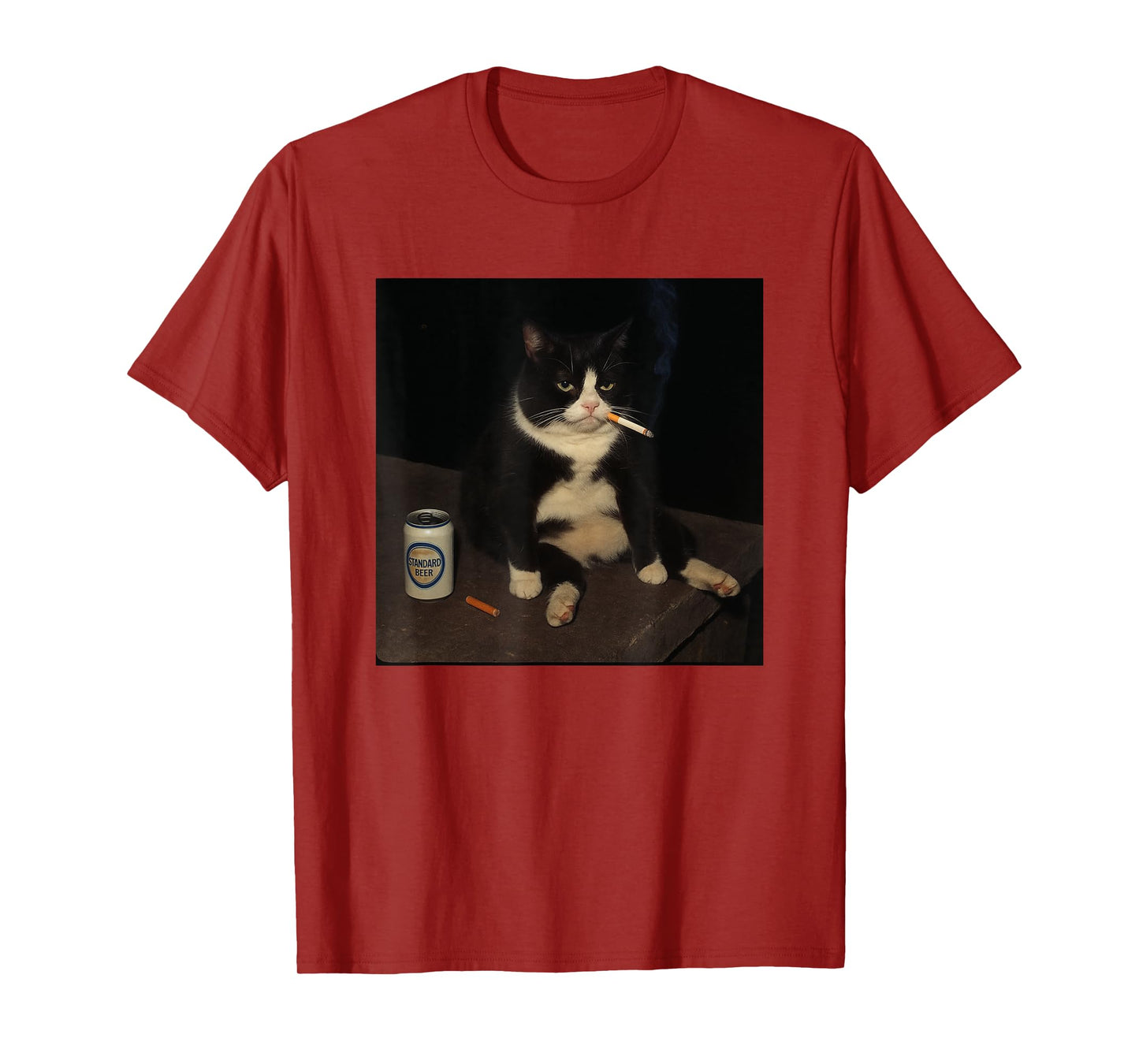 Cigarette Kitten Funny Gen Z Smoking Cat Meme Stupid Beer T-Shirt
