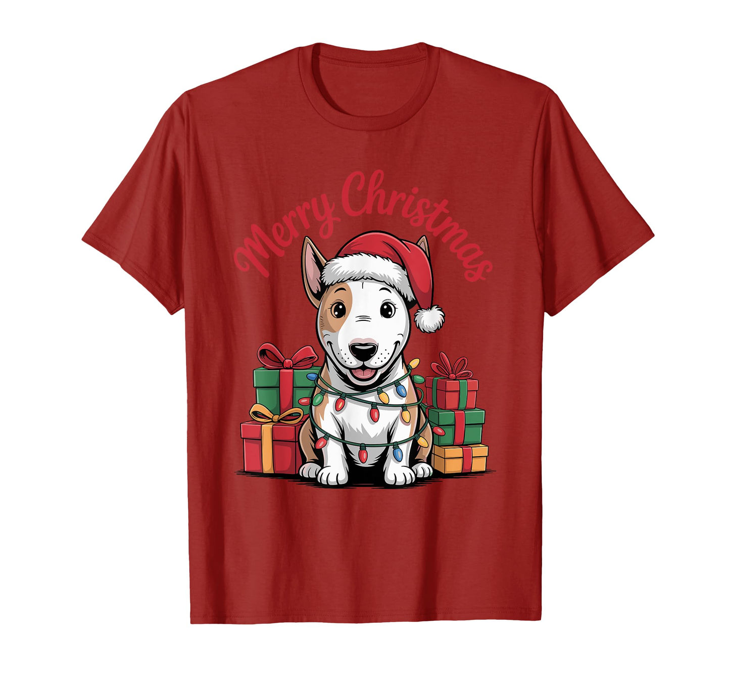 Cute Bull Terrier Christmas Funny Bully Dog Lover Holiday T-Shirt