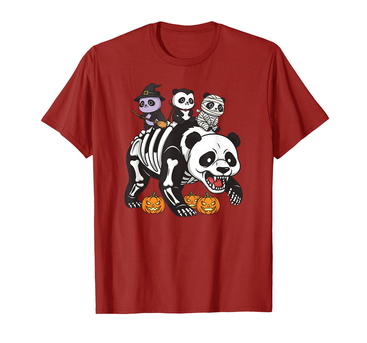 Funny Panda Skeleton Mummy Witch Halloween Kids Mens Womens T-Shirt