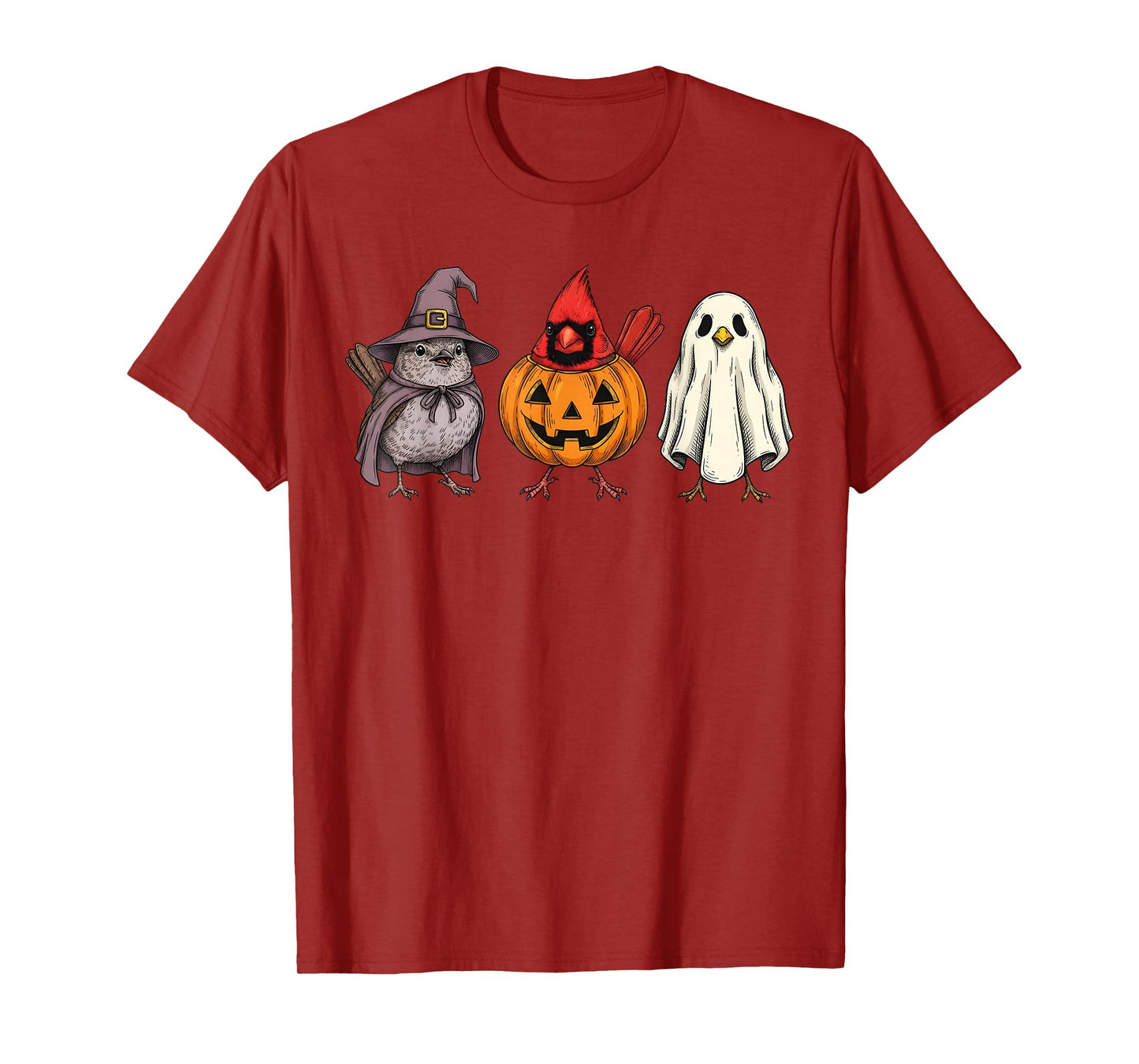 Spooky Ghost Bird Lover Birdwatcher Pumpkin Halloween T-Shirt