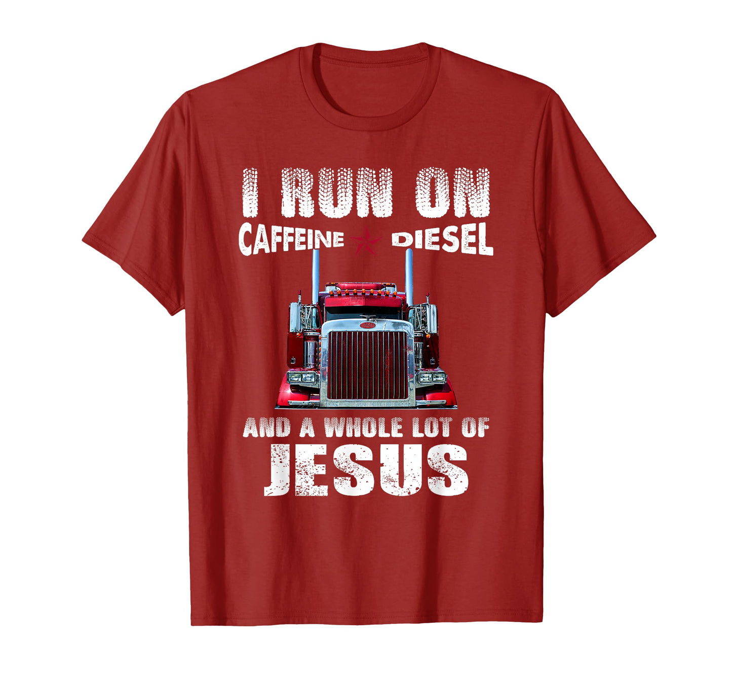 Caffeine Diesel Jesus Christian Trucker Distressed T-Shirt