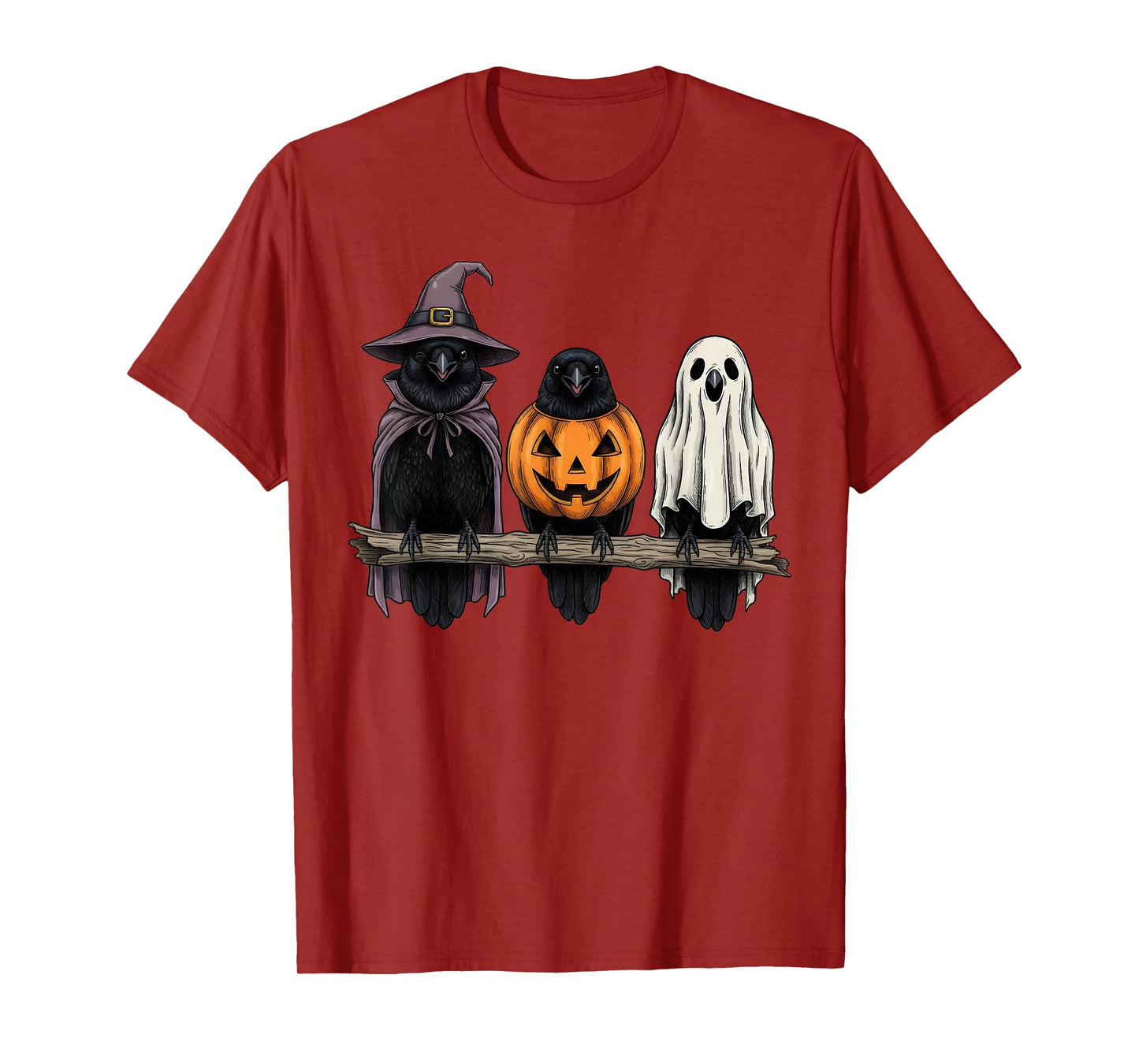 Spooky Ghost Crow Lover Pumpkin Halloween T-Shirt