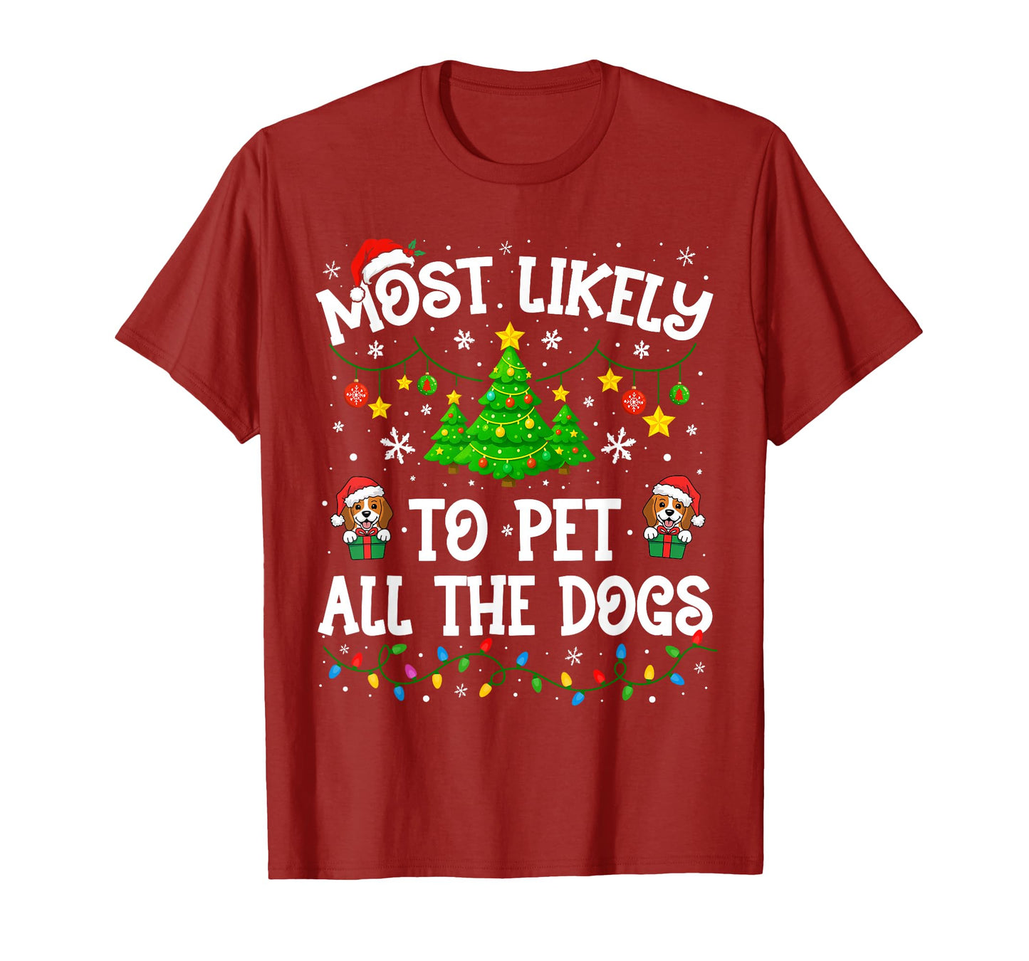 Most Likely to Pet All The Dogs Christmas Family Matching T-Shirt
