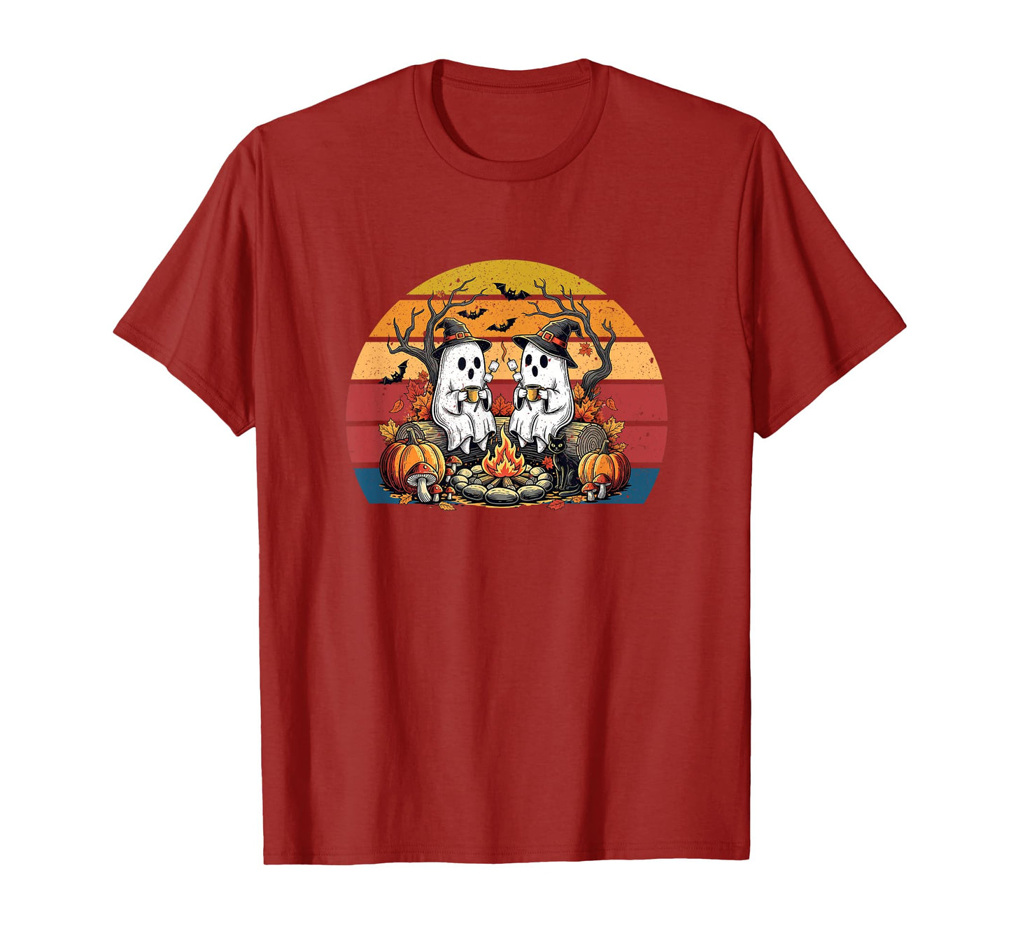Cute Ghost Camping Campfire Halloween Marshmallow T-Shirt