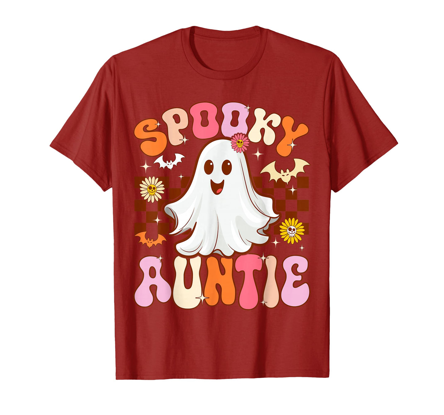 Spooky Auntie Halloween Aunt Ghost Costume Retro Groovy T-Shirt
