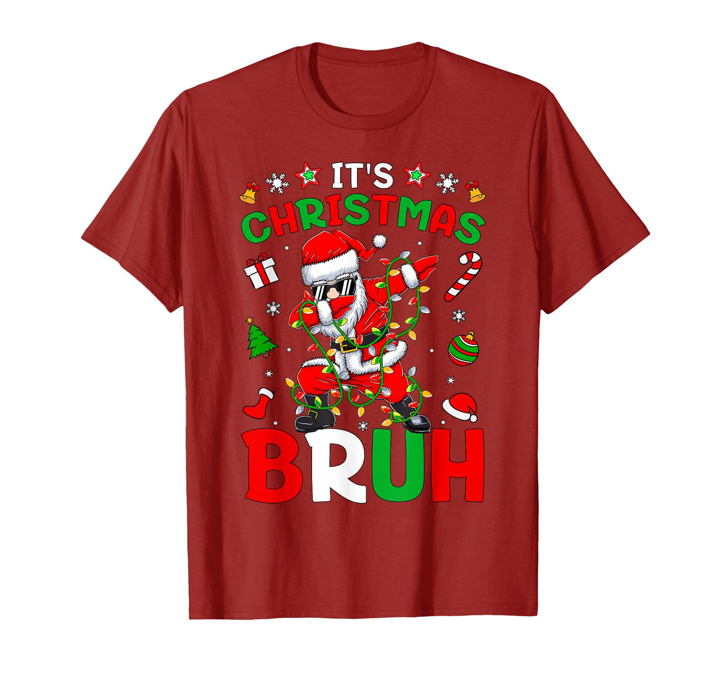 Bruh Christmas Boys Kids Santa Claus Dabbing Funny Xmas T-Shirt
