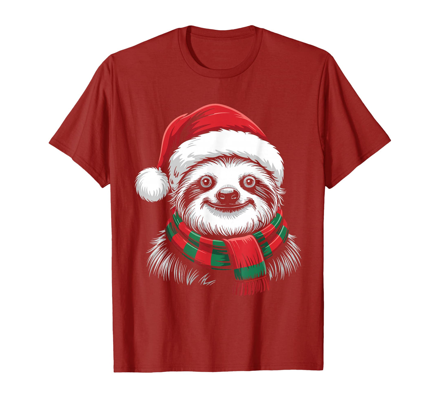 Sloth Xmas Santa Hat Scarf Christmas Costume T-Shirt