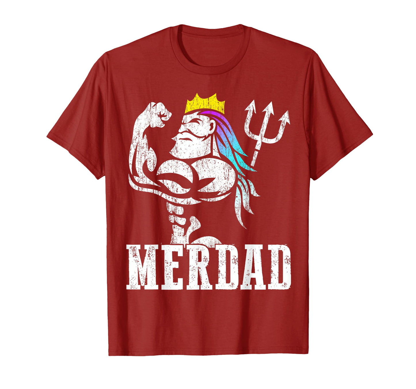 Merdad Papa Mermaid Workout Weightlift New Mer Dad Daughter T-Shirt