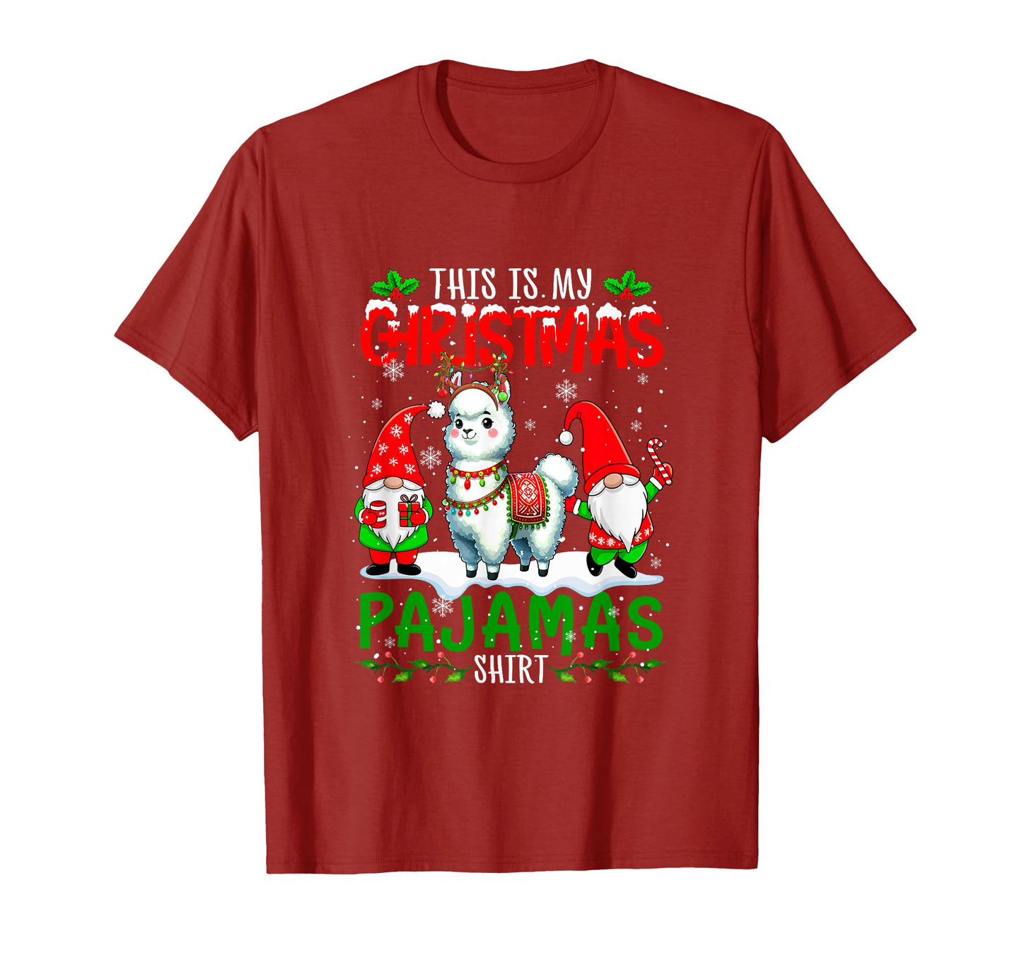 Vintage Retro My Christmas Pajama Shirt Gnomes Llama Farmer T-Shirt