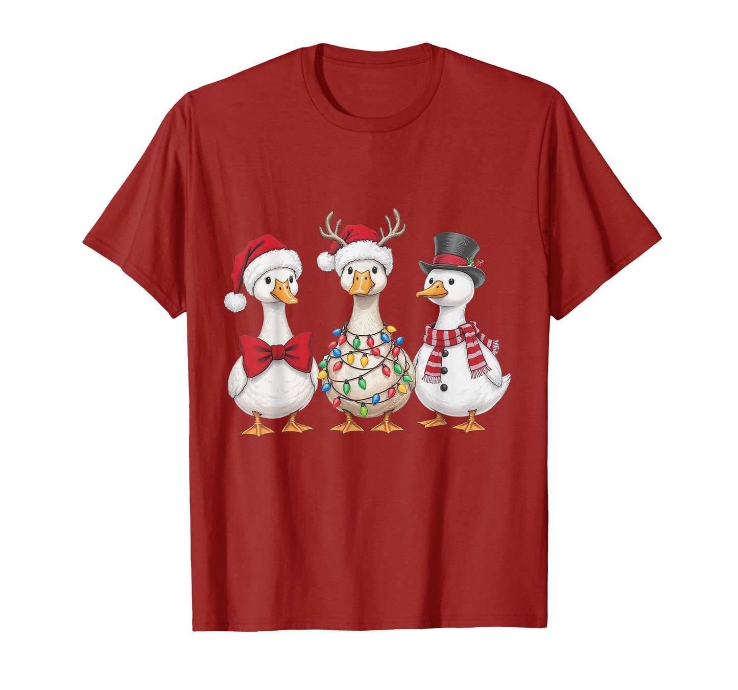Funny Christmas Goose Holiday Lights Santa Tee T-Shirt