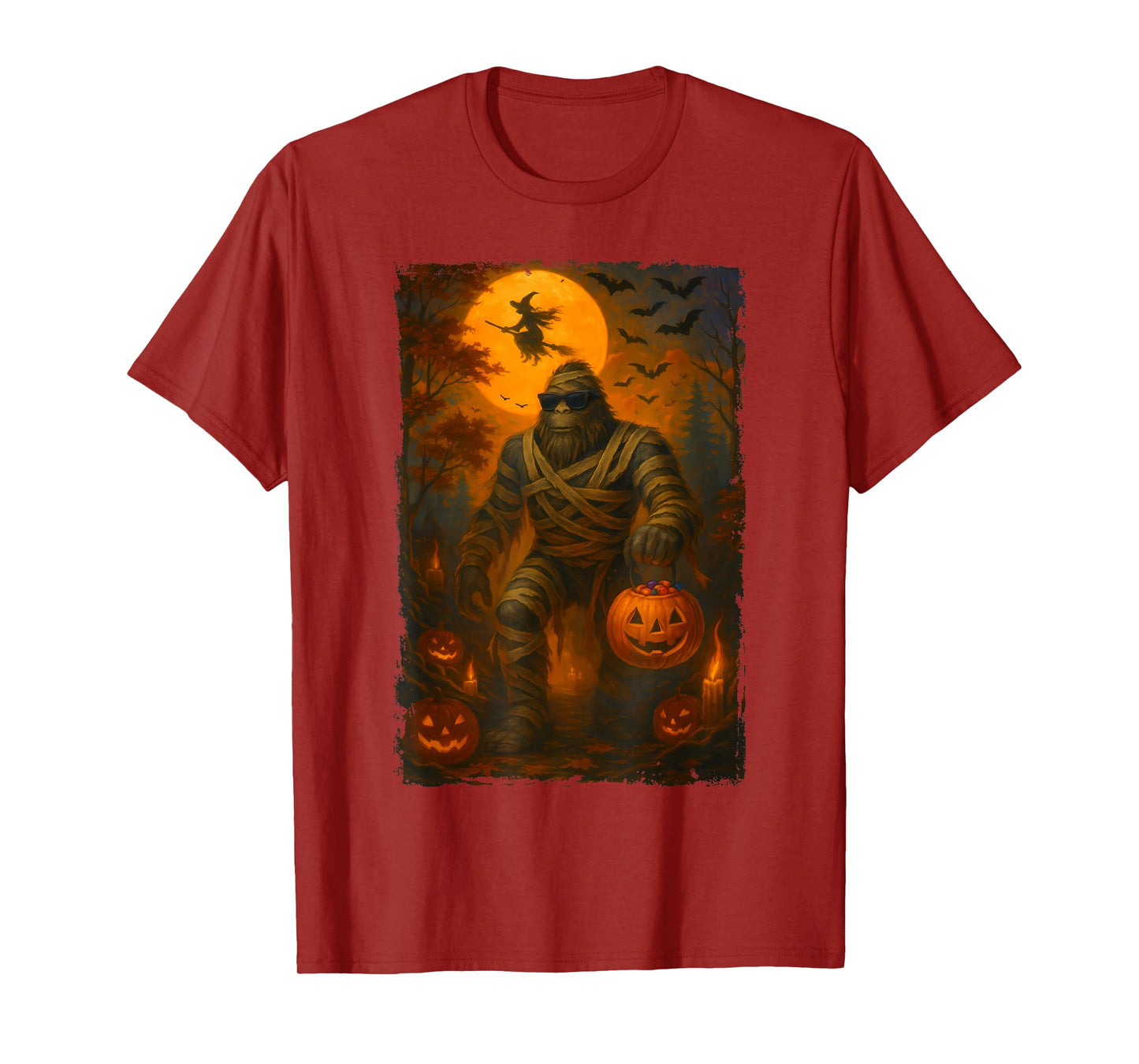 Funny Jack O Lantern Mummy Bigfoot Halloween Costume Men T-Shirt