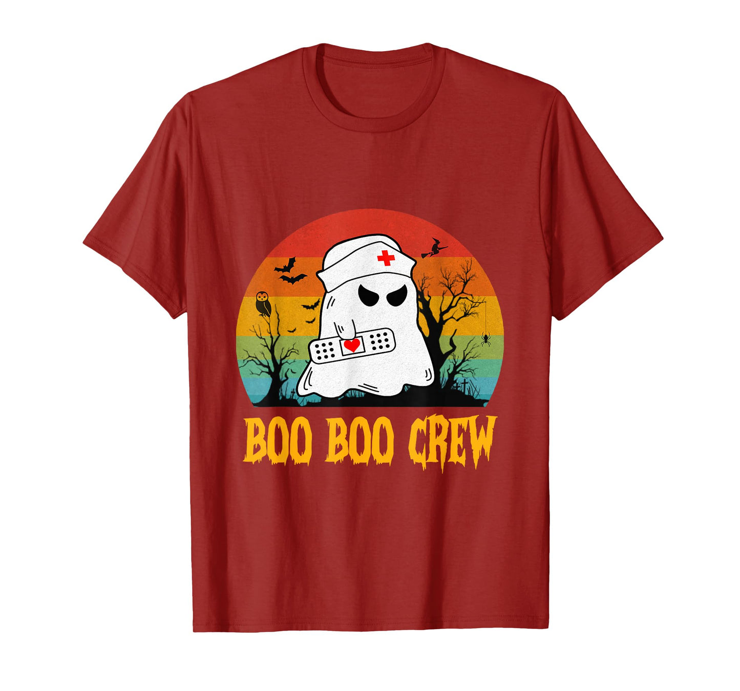 Boo Boo Crew Ghost Nurse Retro Funny Halloween Costume Women T-Shirt
