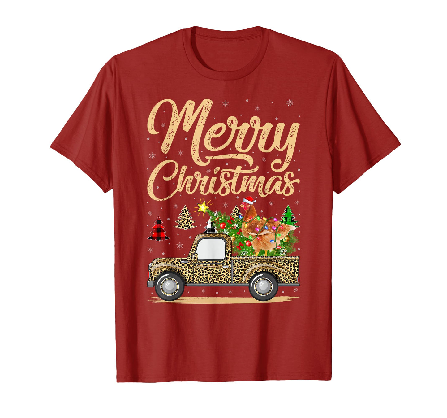 Chicken Christmas Tree Leopard Truck Xmas Pajamas Christmas T-Shirt