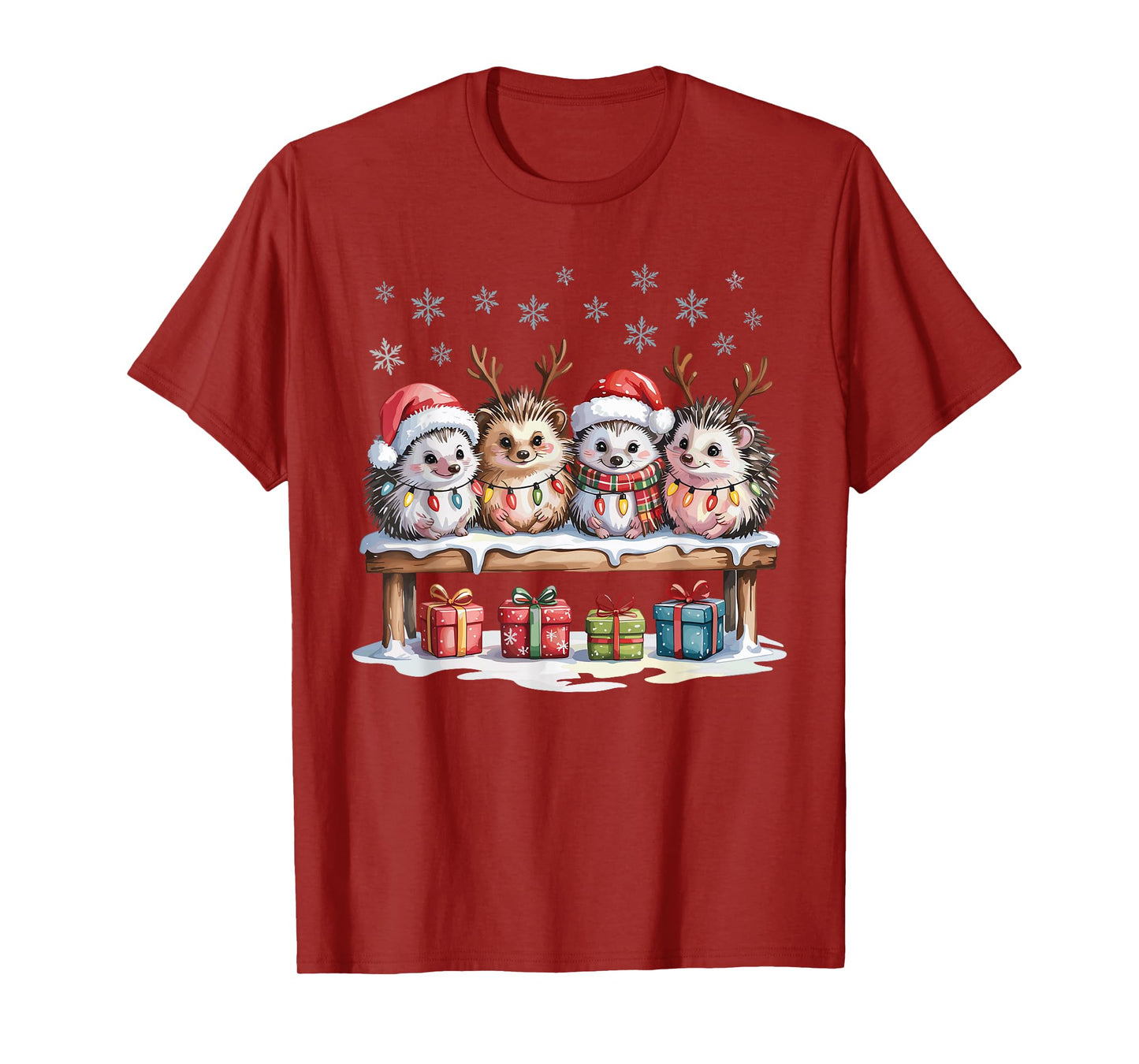 Cute Hedgehog Christmas Pet Lovers Funny Holiday Pajamas T-Shirt