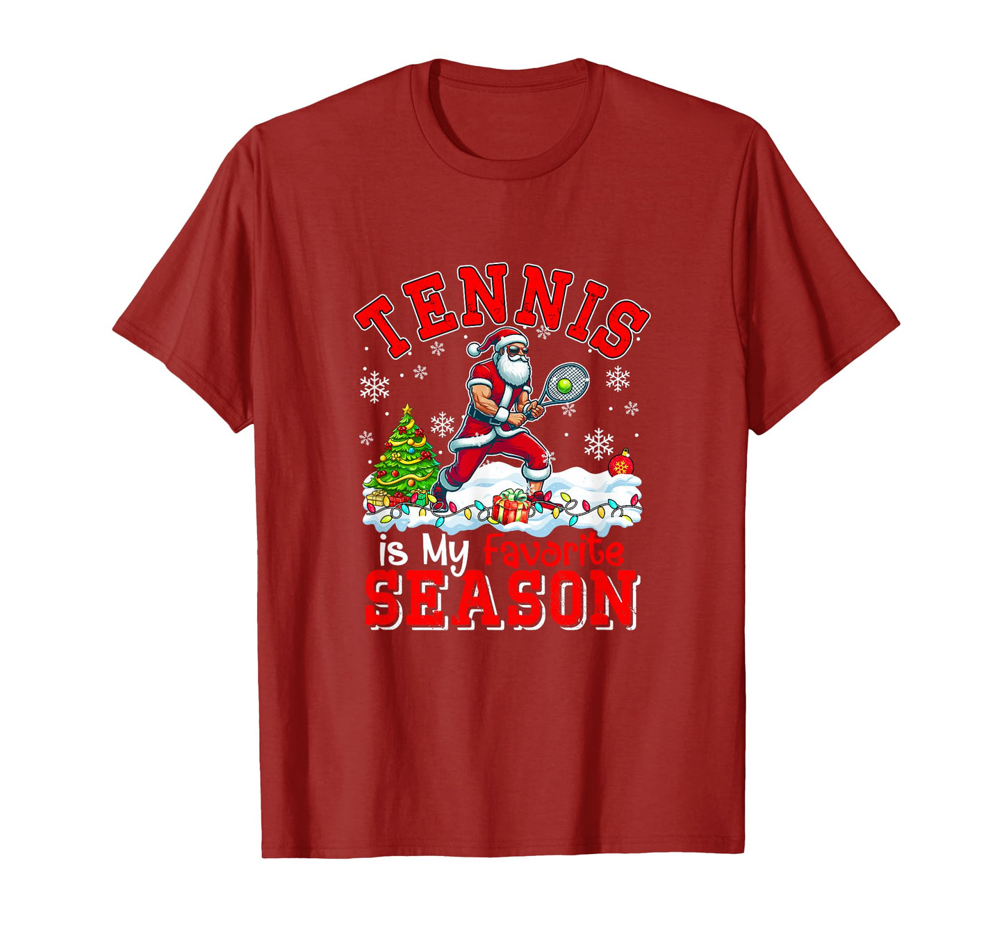 Tennis is Favorite Season Costume Player Christmas Santa T-Shirt