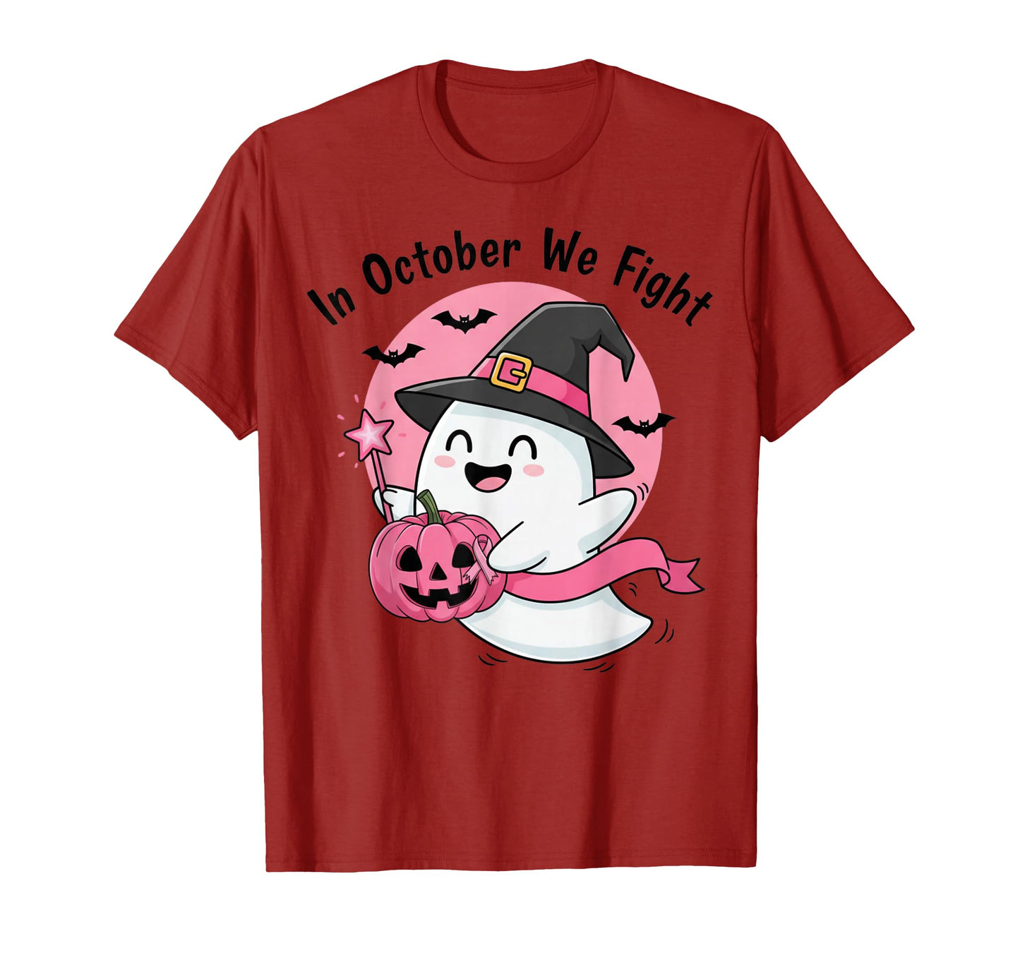 in October We Fight Ghost Breast Cancer Awareness Halloween T-Shirt