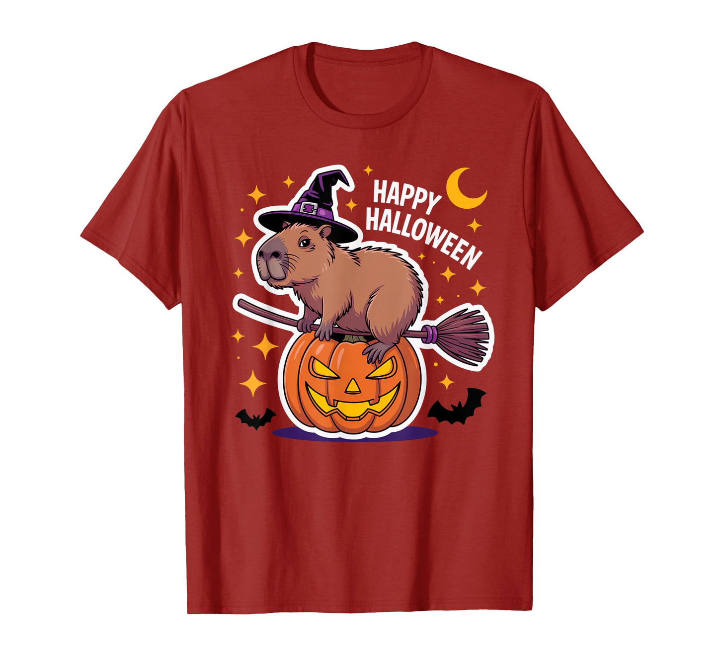 Funny Capybara Witch Flying on Broomstick T-Shirt