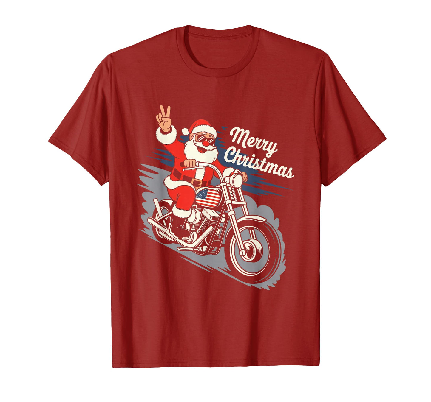 Merry Christmas Santa Riding Motorcycle Cool Biker Lover T-Shirt