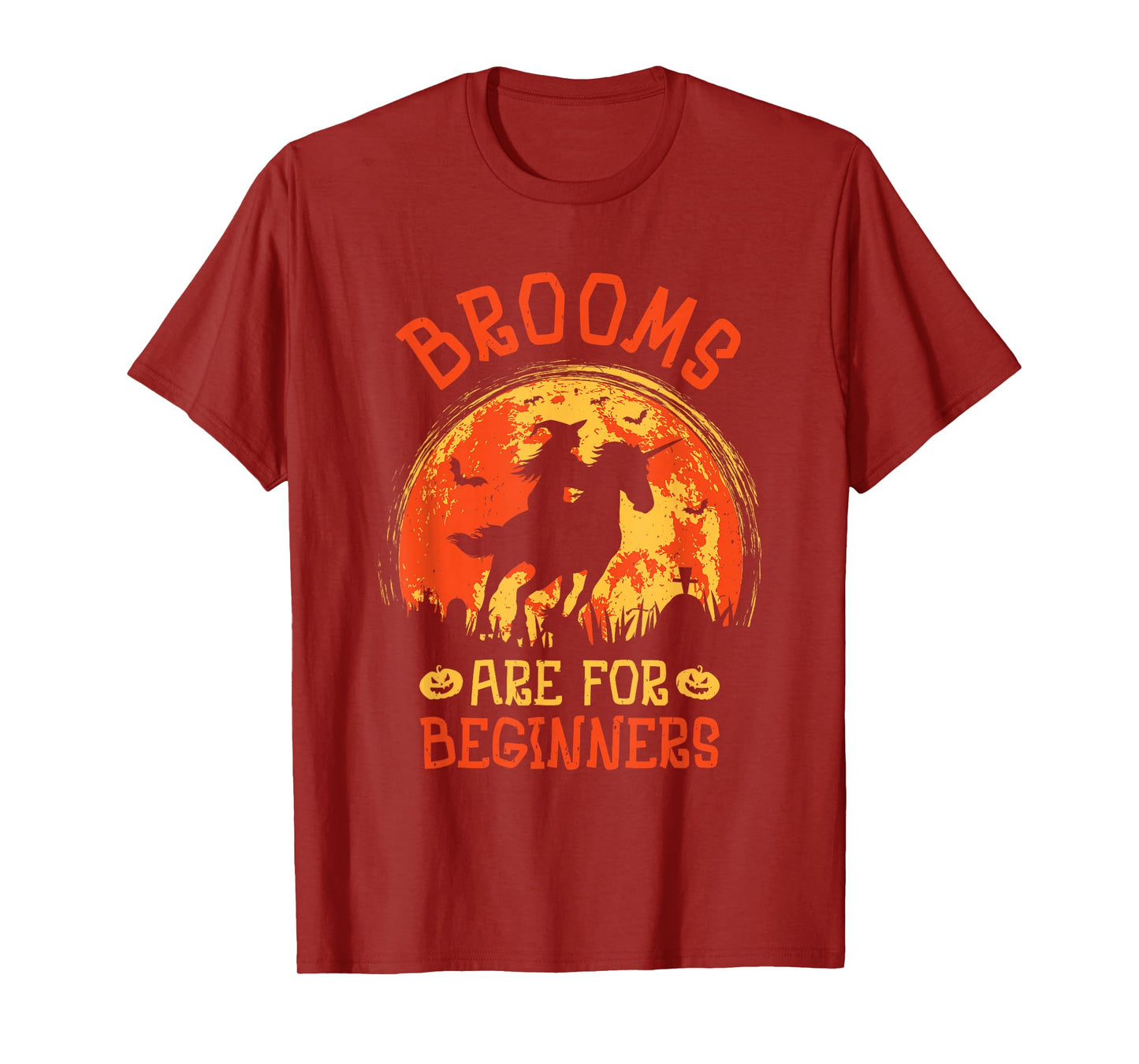 Brooms are for Beginners Halloween Funny Witch Horse Riding T-Shirt