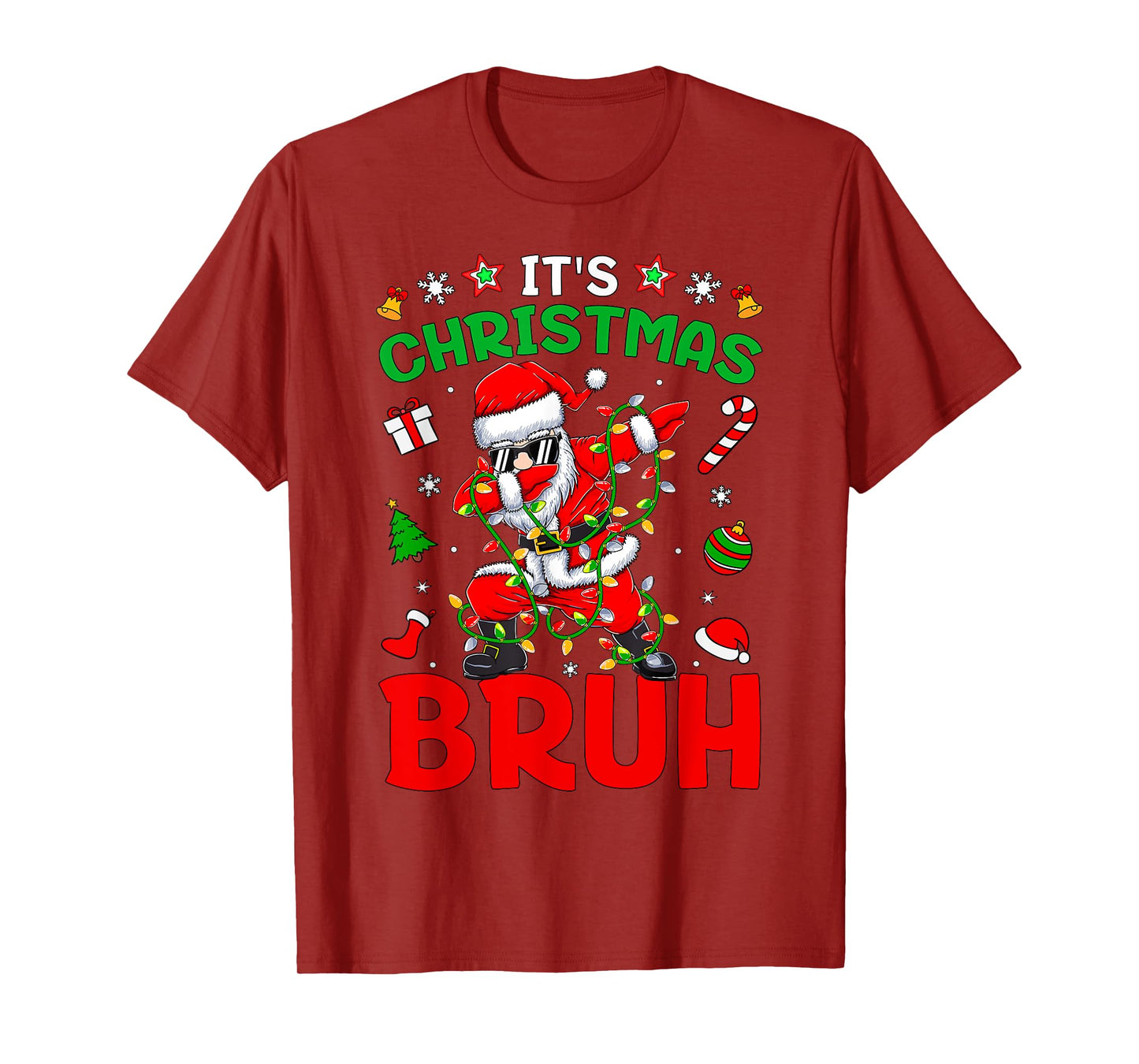 Bruh Christmas Boys Kids Santa Claus Dabbing Funny Xmas T-Shirt