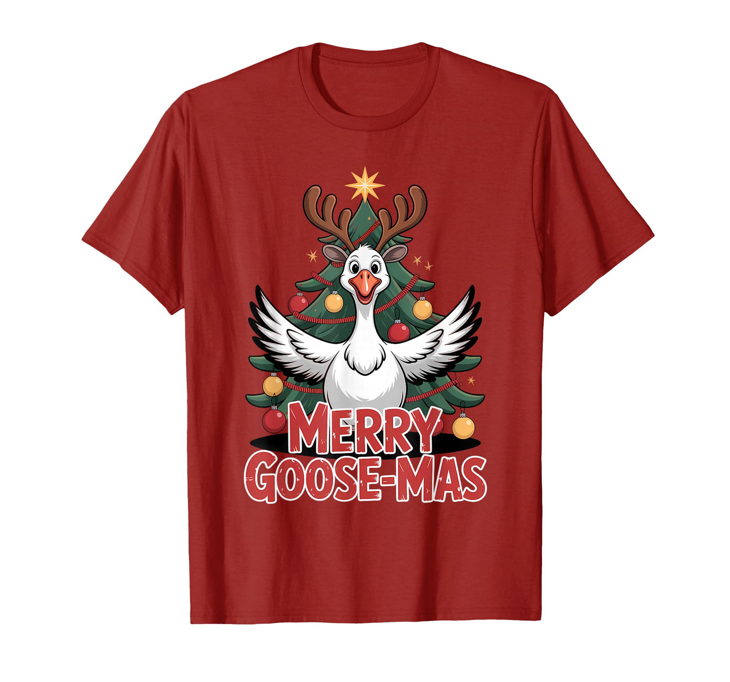 Merry Goose-mas Reindeer Antlers Funny Christmas Goose T-Shirt