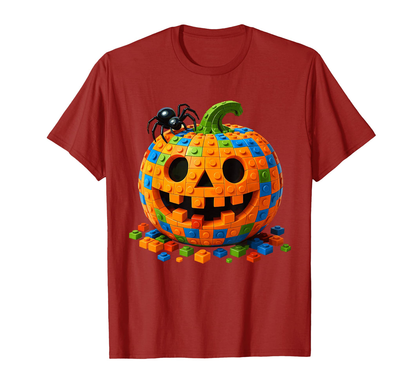 Jack O Lantern Pumpkin Blocks Building Happy Halloween Day T-Shirt