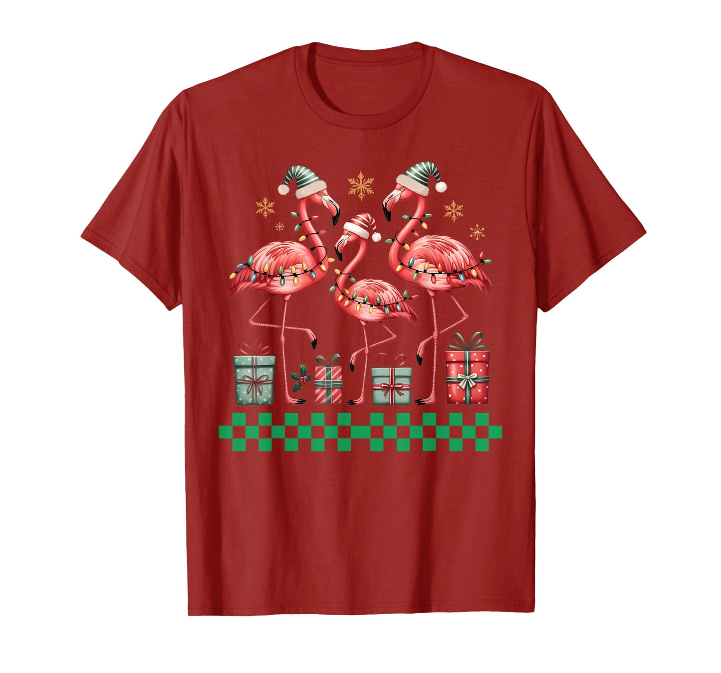 Christmas in July Pink Flamingo Light Lovers Summer Xmas T-Shirt
