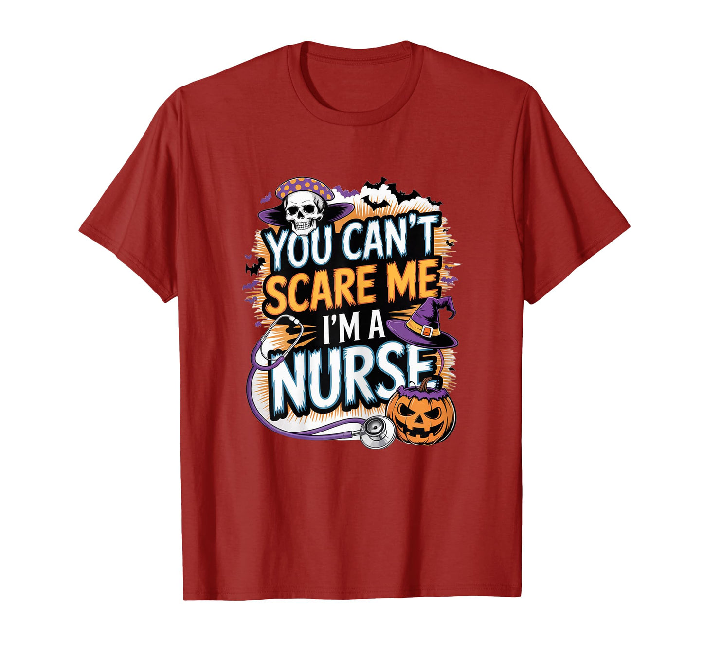 You Cant Scare Me Im a Nurse Halloween RN Witch Boo Funny T-Shirt