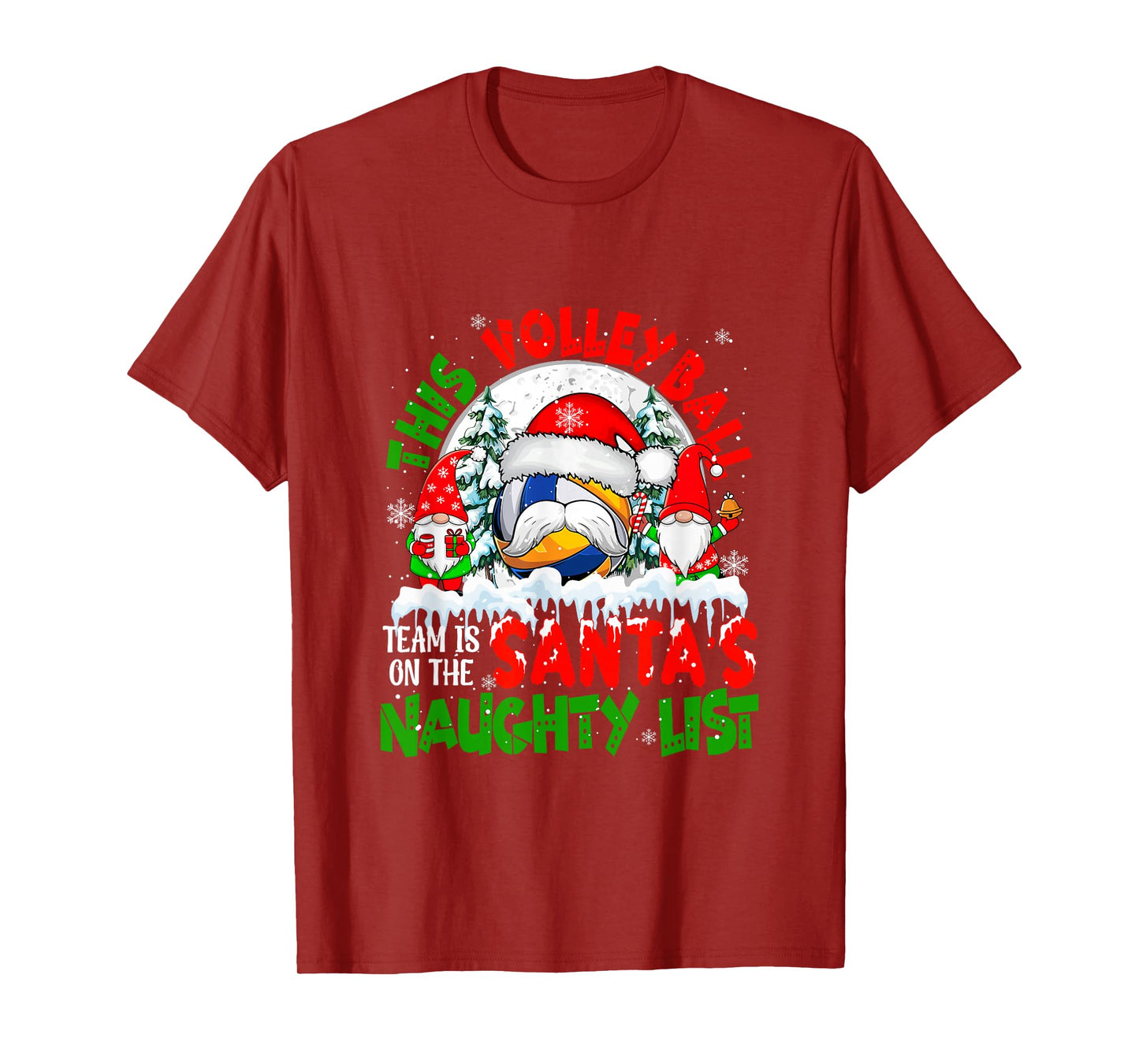 Volleyball Team is On Santa's Xmas Naughty List Funny Player T-Shirt
