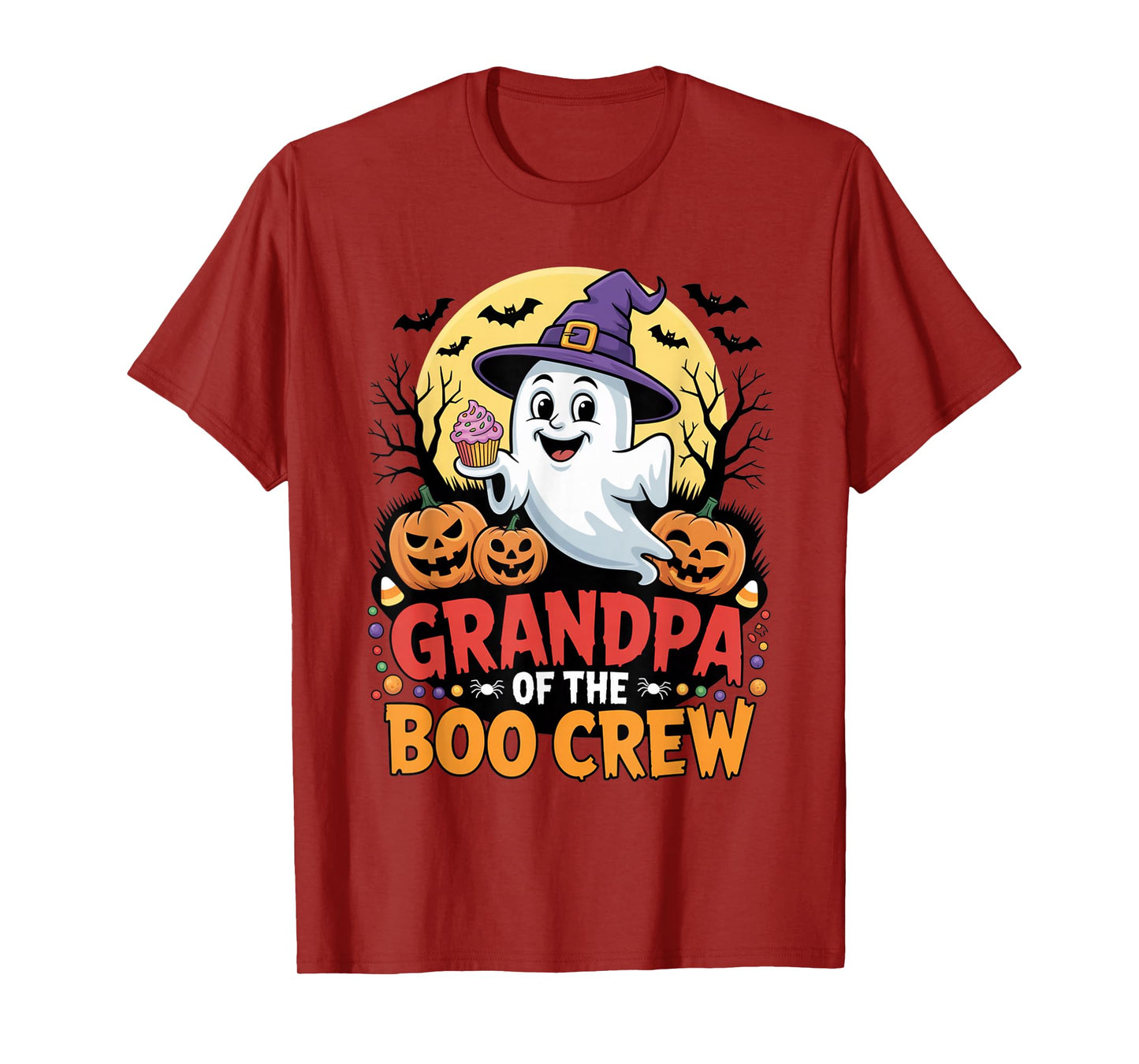 Grandpa of The Boo Crew Halloween Ghost Outfit with Pumpkins T-Shirt
