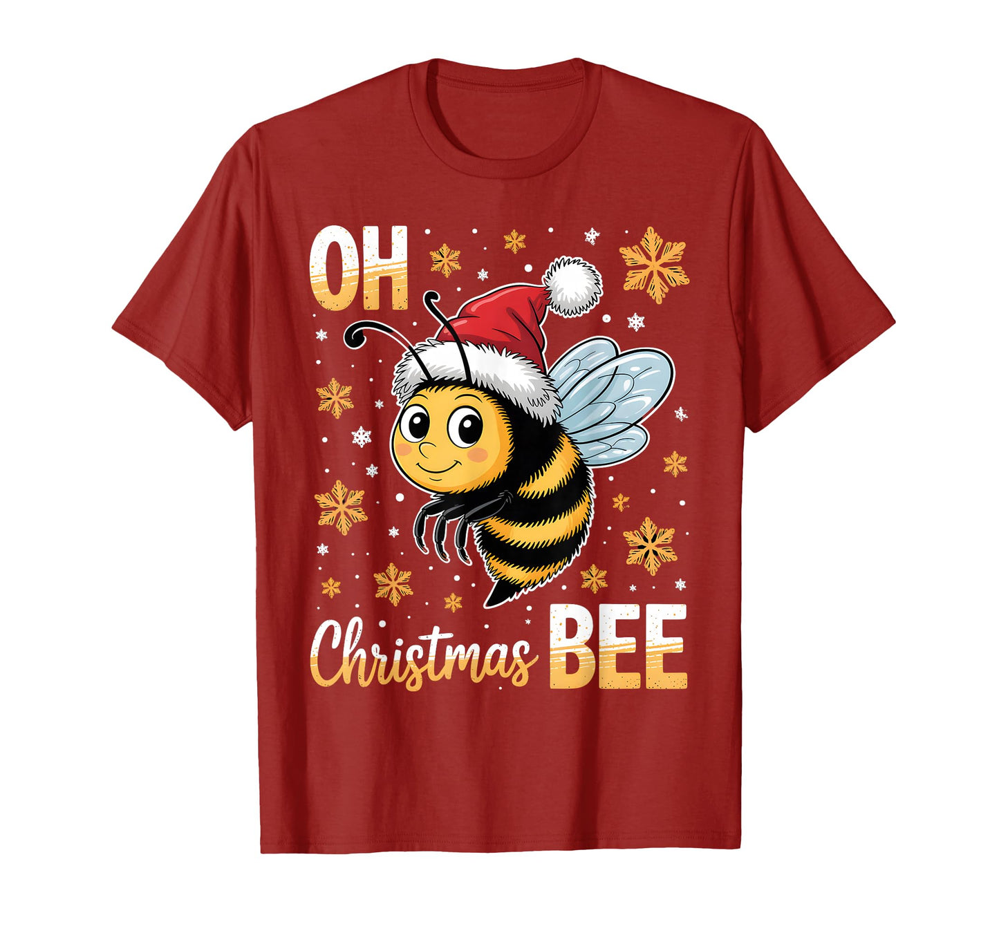 Cute Xmas Bumble Bee Oh Christmas Tree Joke Snow Scene T-Shirt