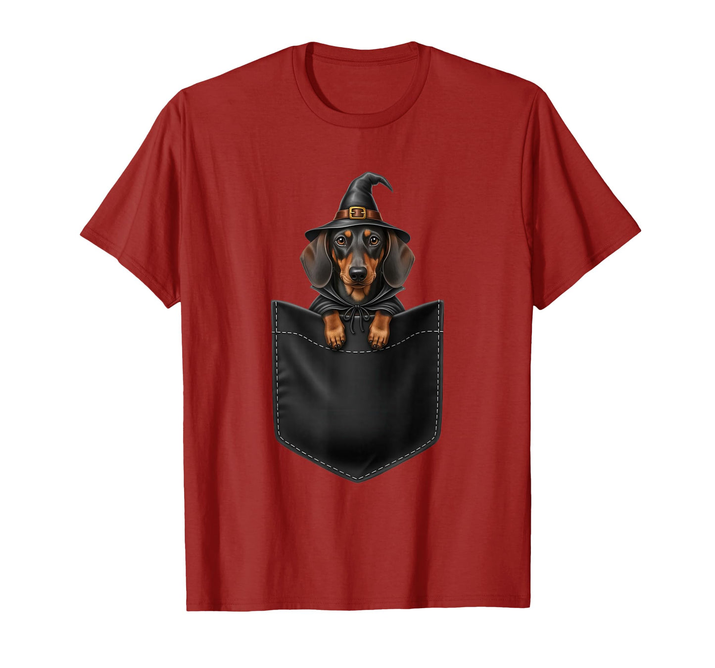 Funny Dachshund Pocket Witch Costume Halloween T-Shirt