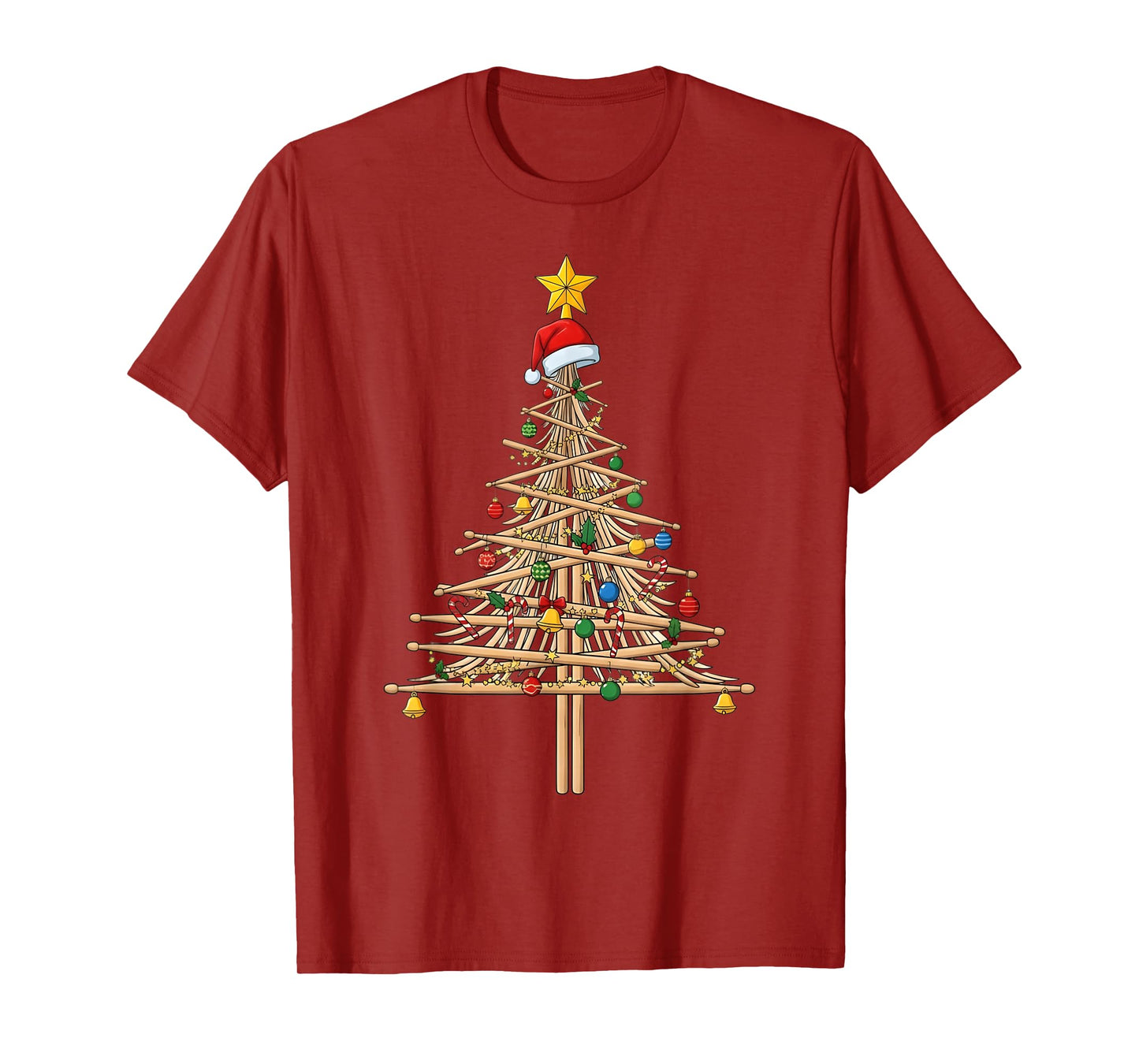 Drum Christmas Tree Drumming Funny Xmas Drumset Drummer T-Shirt