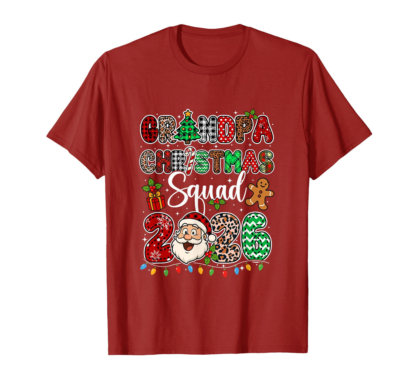 Grandpa Christmas Crew 2026 Leopard Funny Santa Family Group T-Shirt