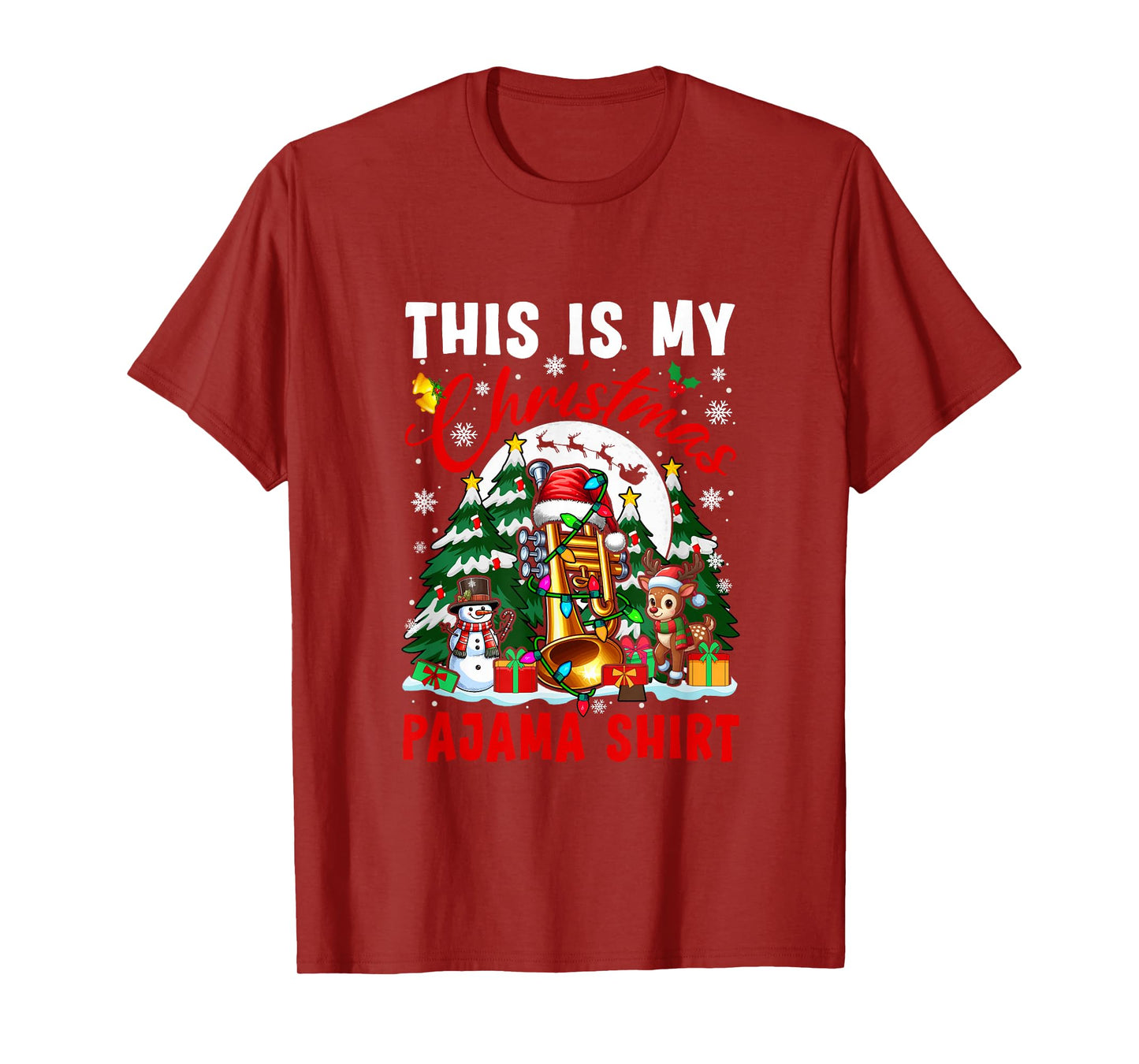 My Christmas Pajama Shirt Santa Trumpet Snowman Instrument T-Shirt