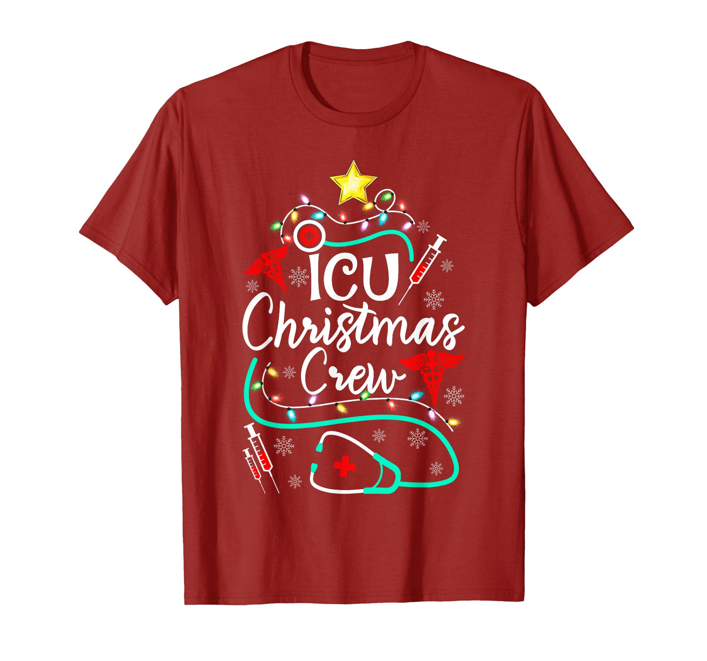 Nurse ICU Christmas Crew Nursing Christmas Tree T-Shirt