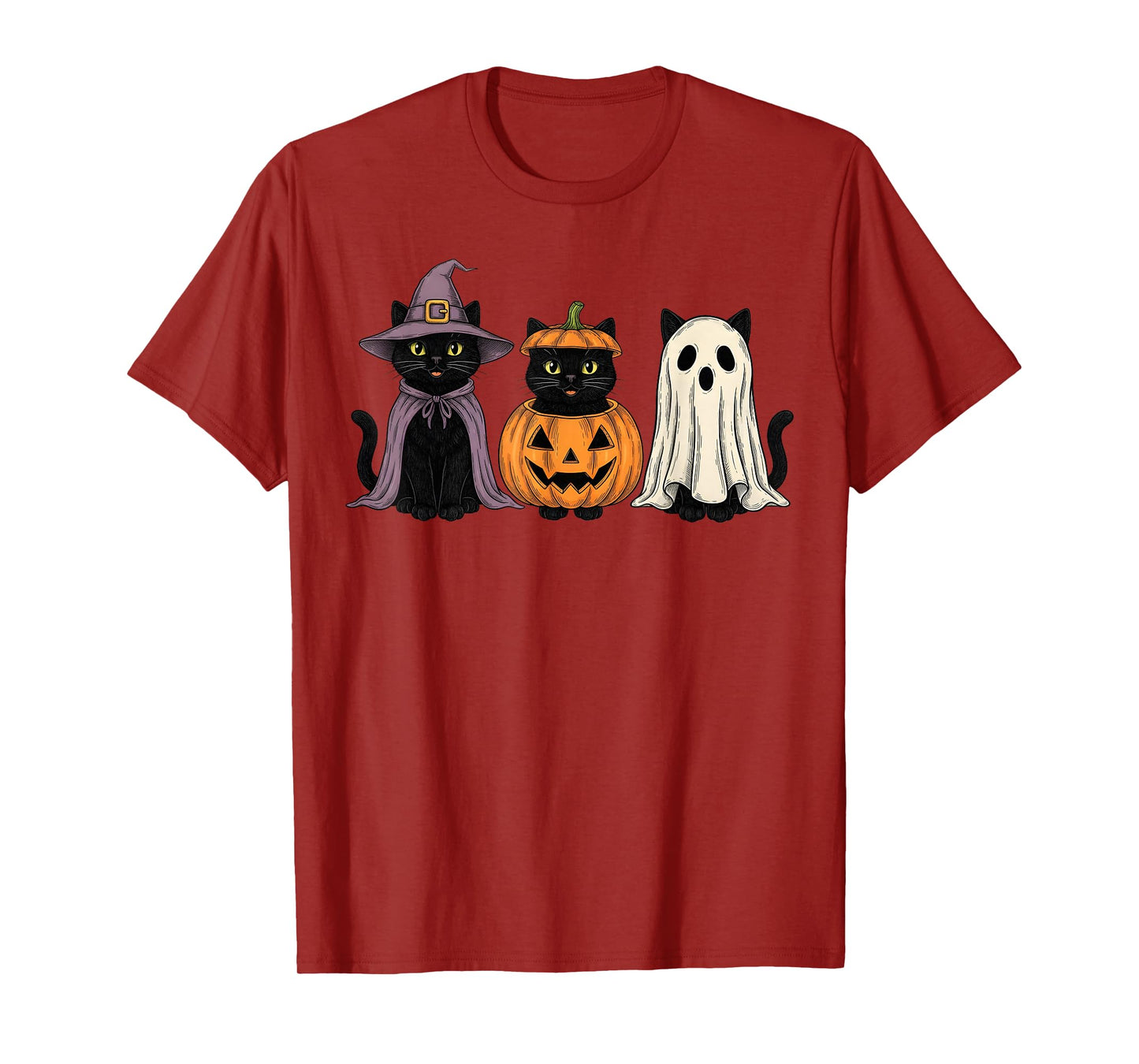 Spooky Ghost Black Cat Lover Pumpkin Halloween T-Shirt